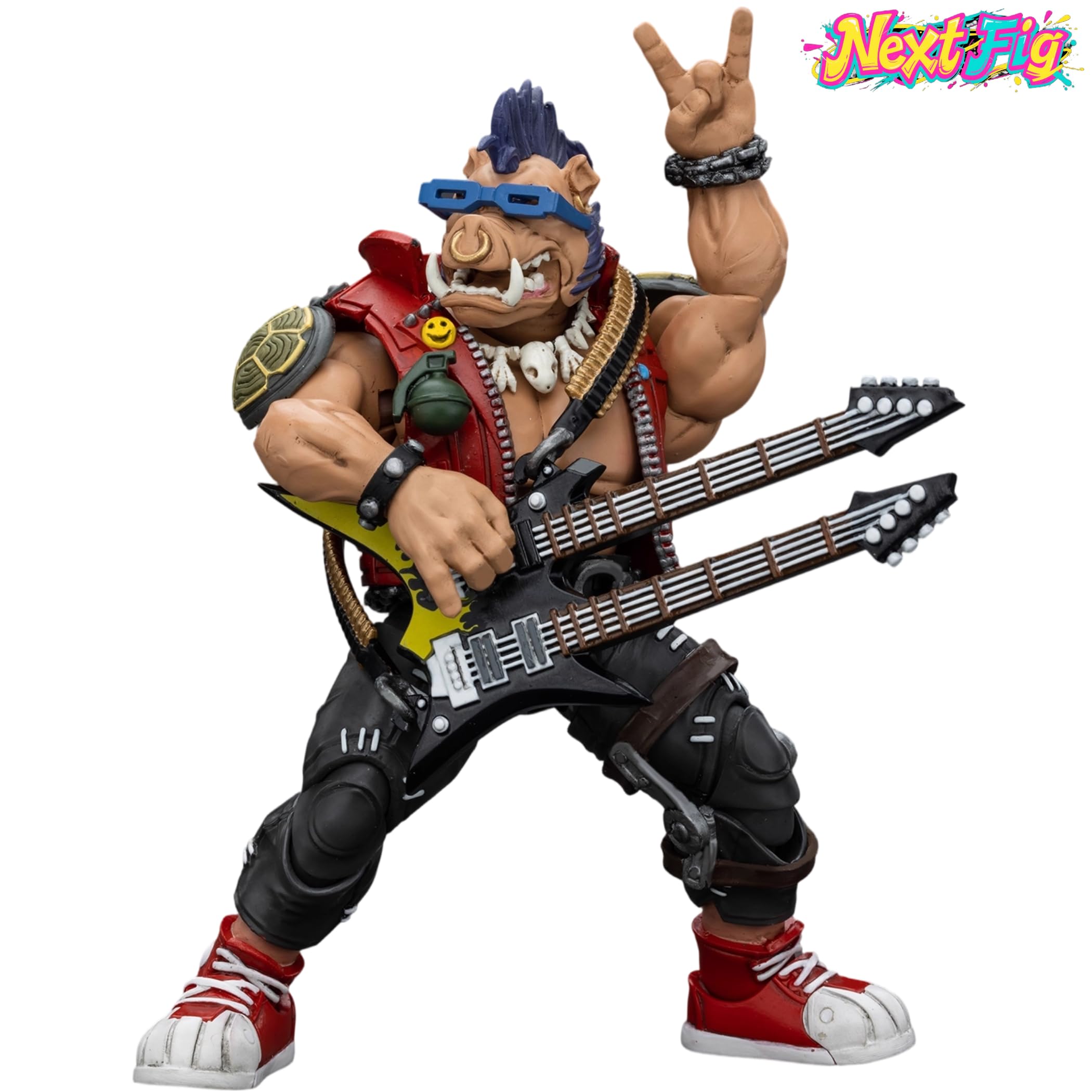 JOYTOY TMNT-Beebop Figurine d'action Beebop 1/18 Armes détachables Joints articulés 11,4 cm Modèle de collection Cadeau d'anniversaire Collectionneurs de films