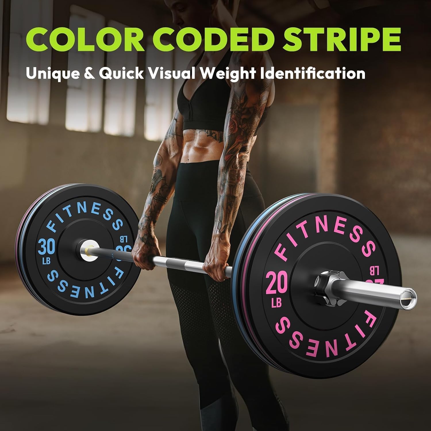 HANDBODE 2-Inch Weight Plates High Bounce, Olympic Bumper Plate Set 45/100/160/190/260/300lb, Colored Weight Plates Set for Home Gym, Barbell Weights Rubber Strength Training Plate for Weight Lifting