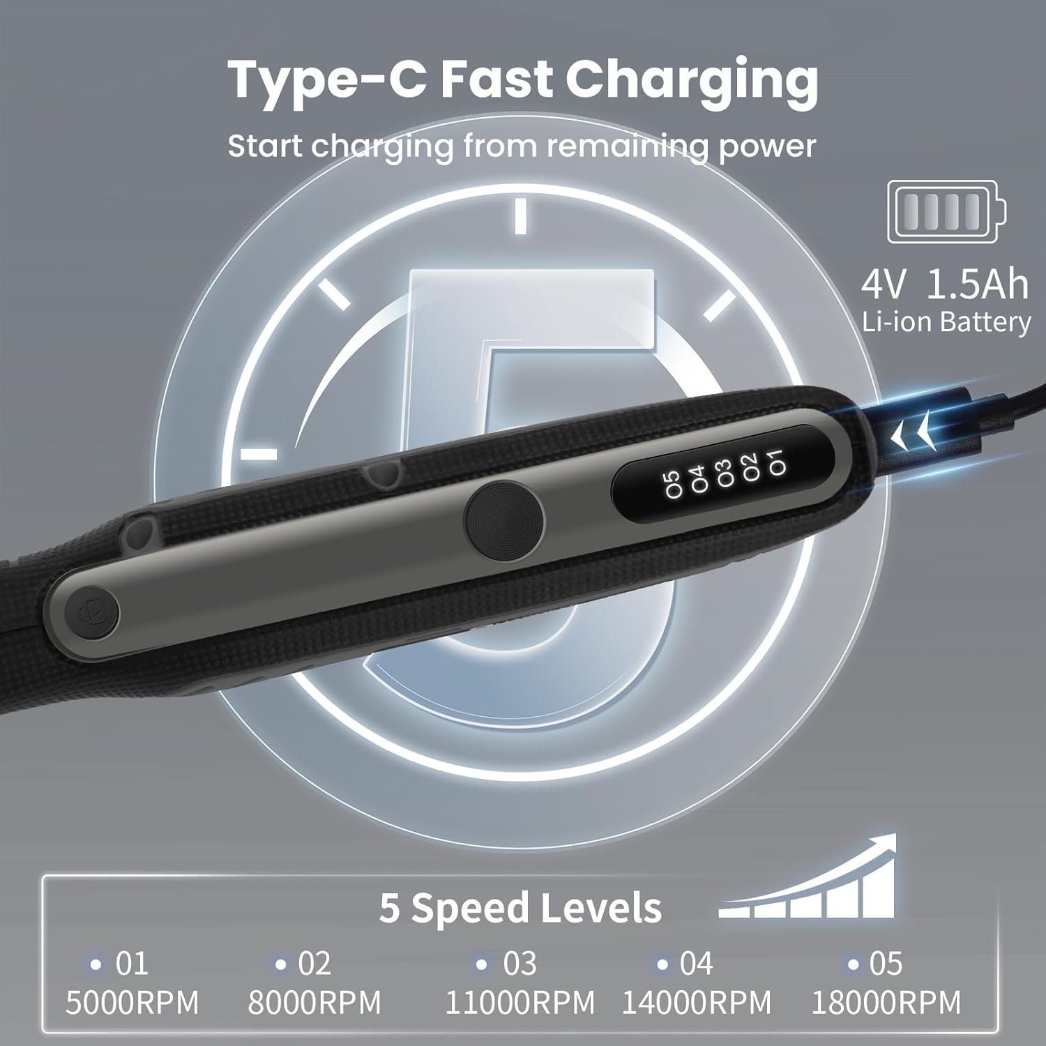 HARDELL rotary tool displaying 5 speed levels