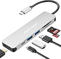 Vista 7 de Hiearcool - Adaptador HUB con USB C para MacBook Pro y Air (color carbón negro)