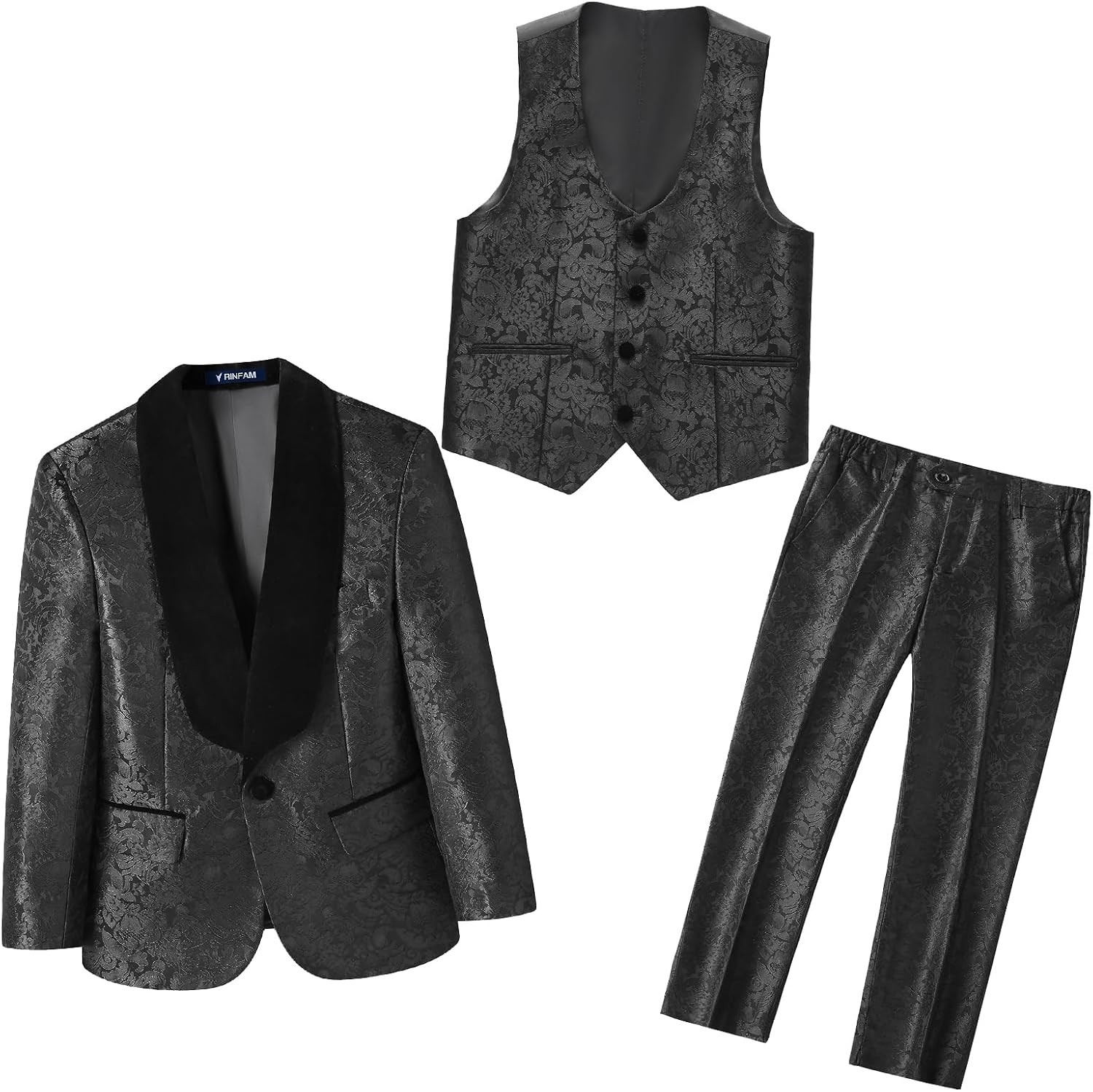 Boys Suits Formal Dress Floral Tuxedo Suits Sets Size 4-16 for Boys Kids 3 Pieces Toddler Suits Outfit