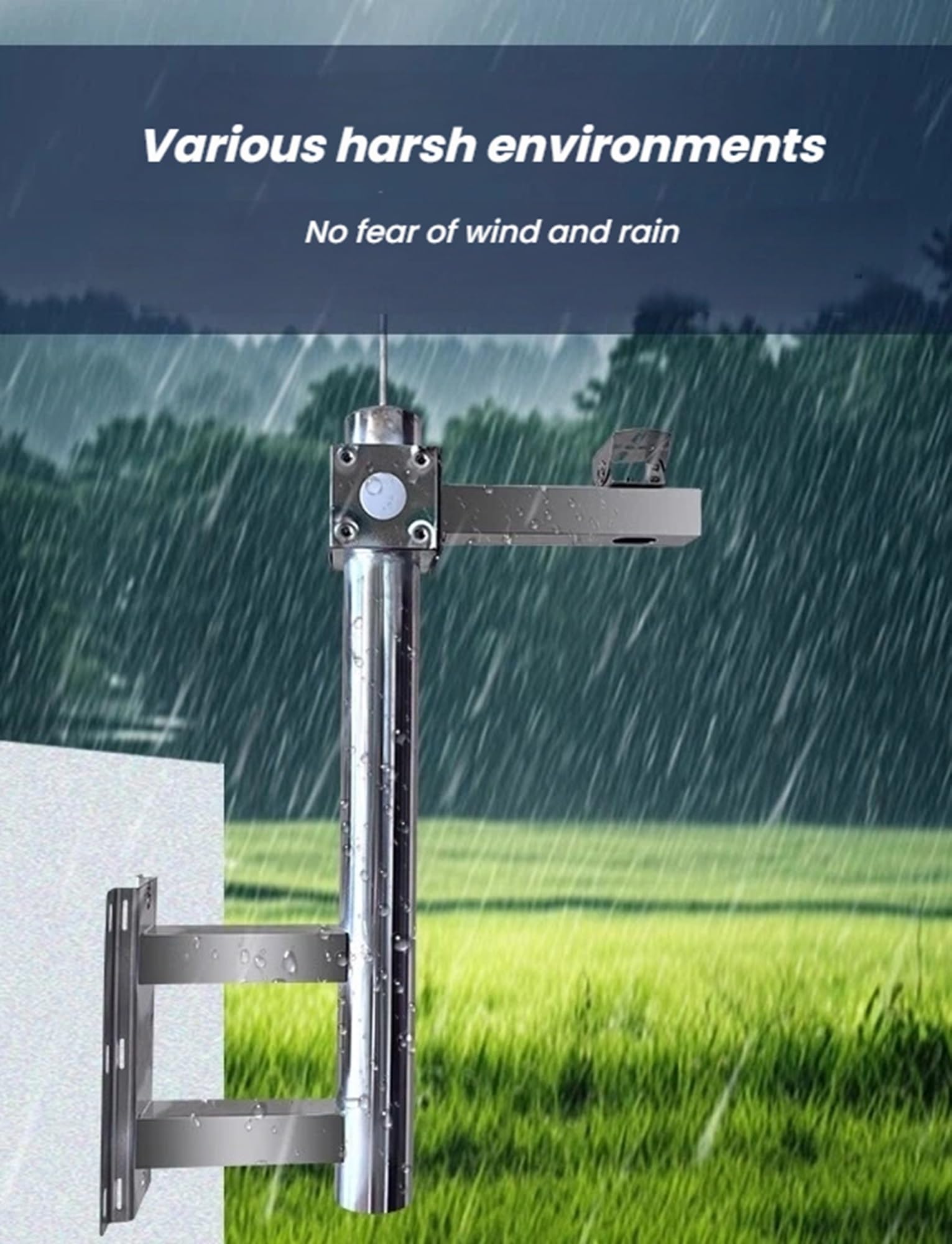 Palo di prolunga for telecamera di sicurezza, supporto angolare for telecamera, tubi di monitoraggio della sorveglianza a forma di L con parafulmine(H 60cm/23.62in)
