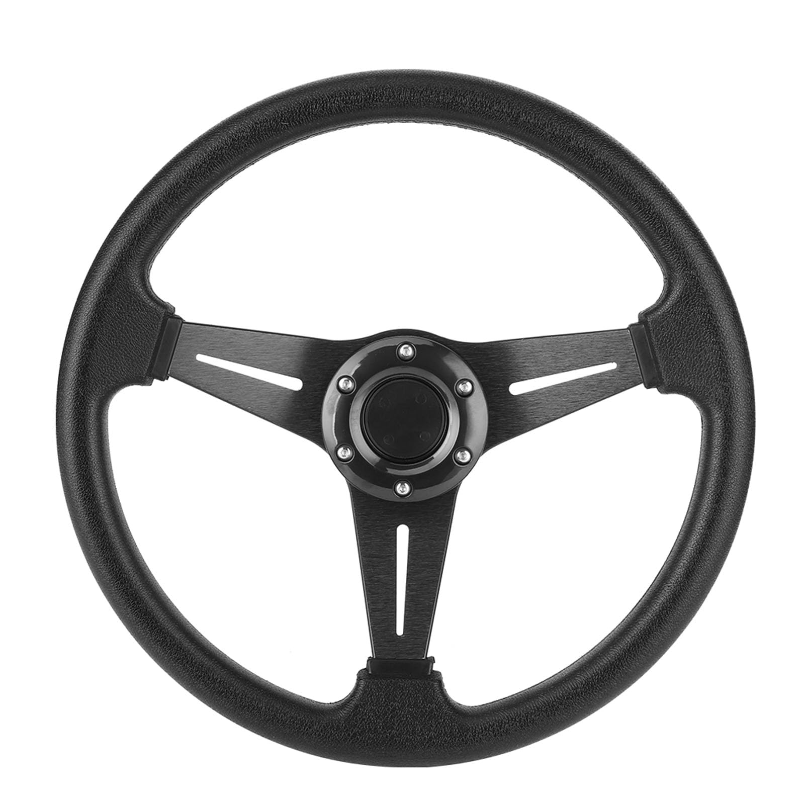 Volante alla deriva per Auto 350 mm 14 Pollici Accessorio di Ricambio Universale Rosso Nero Argento (Nero)