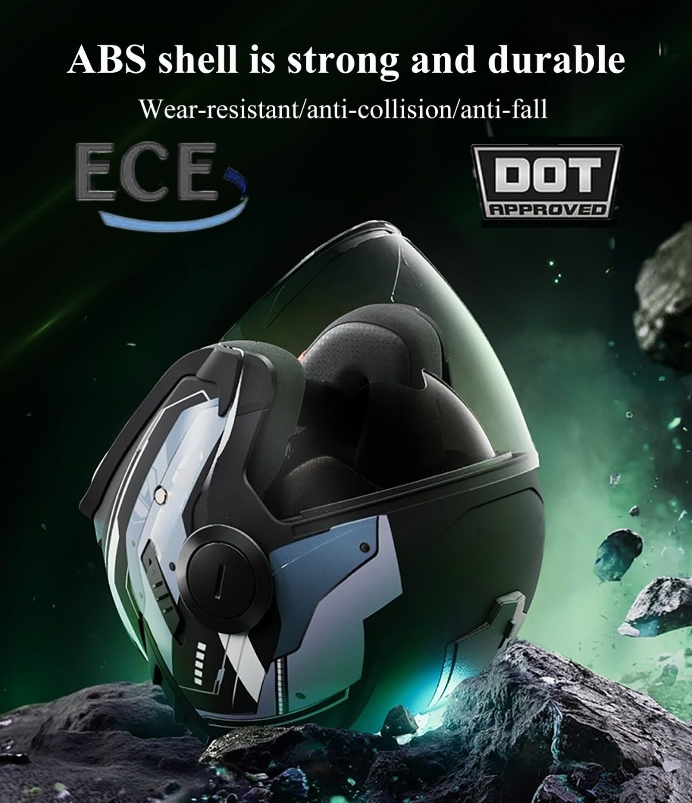 Casco Moto Jet Leggero Con Visiera, Casco Semiaperto Adulto Con Doppia Visiera, Casco Moto 3/4 Stile Per Adulti Uomini Donne Omologato ECE 2205