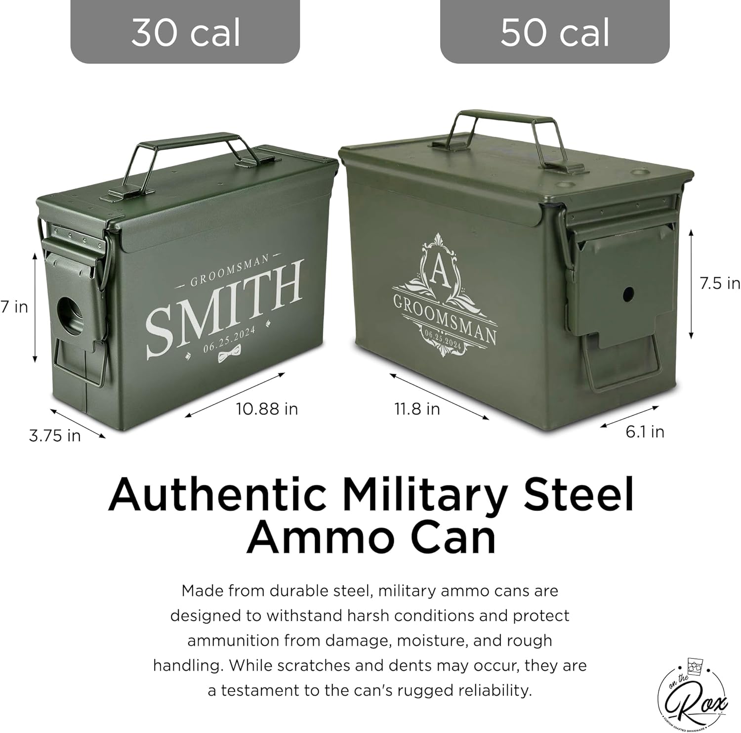 On The Rox Personalized Groomsmen Ammo Box For Men - Custom Groomsmen Ammo Can Gift Set - Authentic Grade 1 Military Ammo Box Gift For Dad - Personalized Wedding Favors - Custom Gift