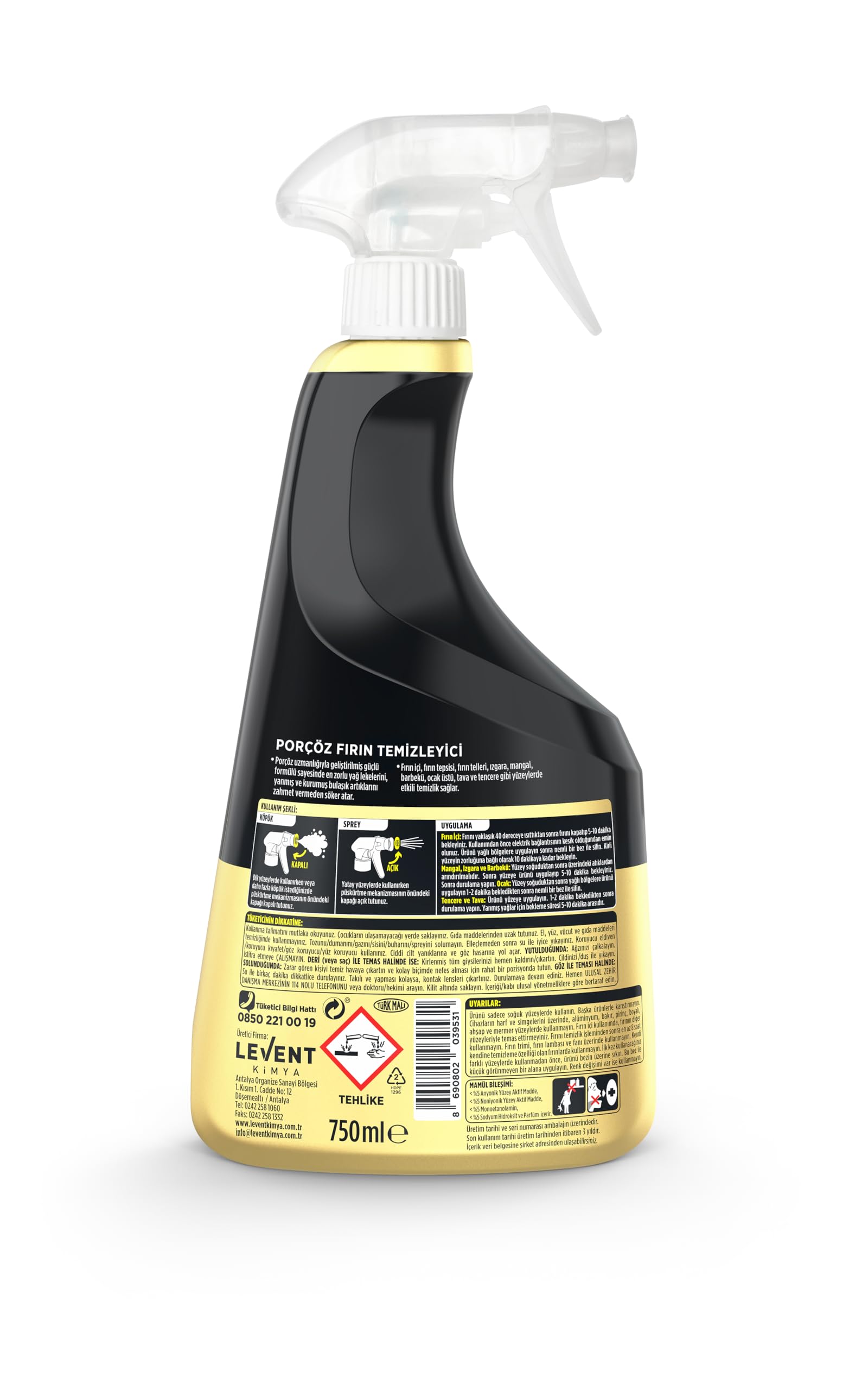 Porçöz Fırın Temizleyici Sprey 750 Ml