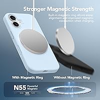 Vista 305 de GONEZ Funda de silicona para iPhone 15 Pro Max, compatible con Magsafe, protector de cámara + protector de pantalla, forro de microfibra suave Negro