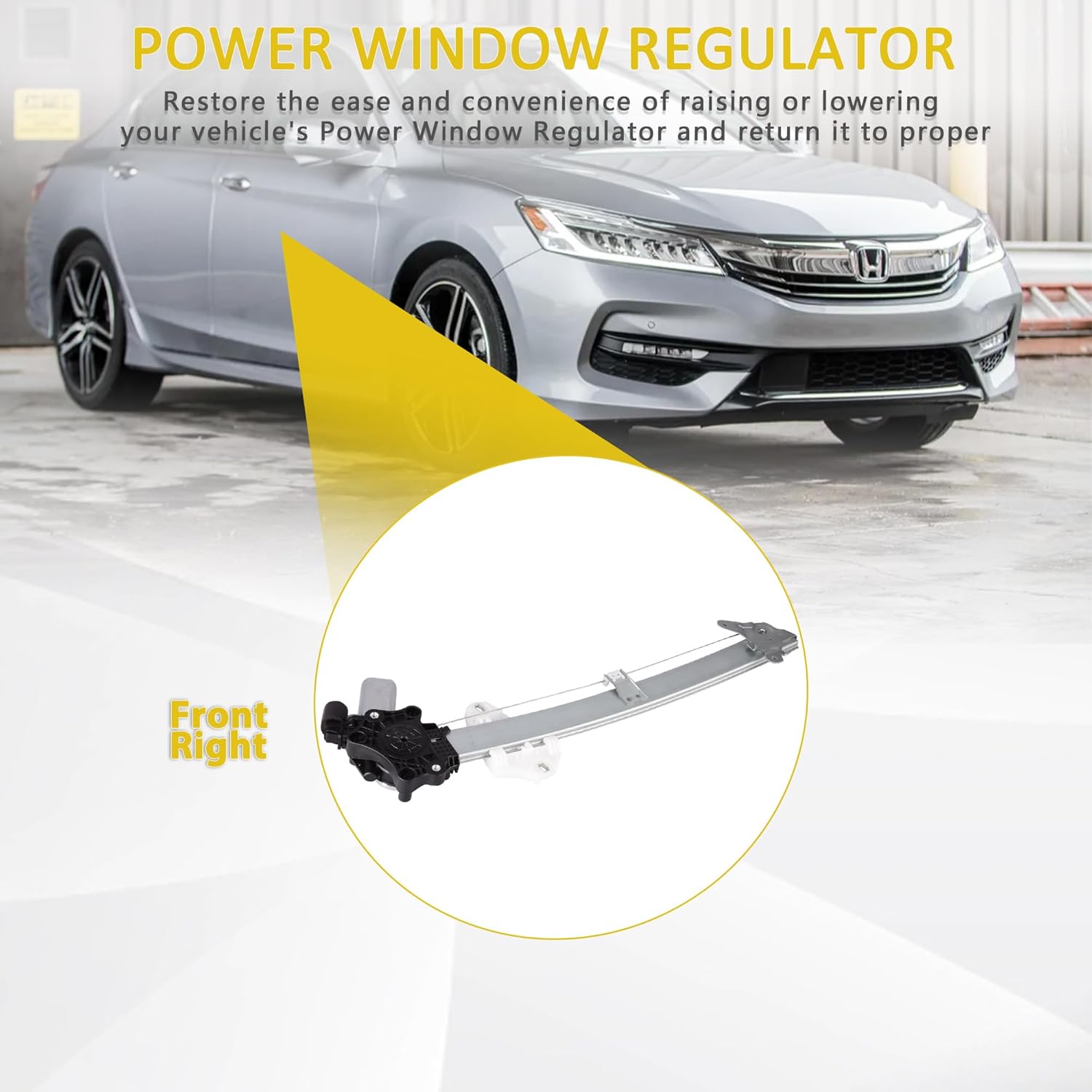 Front Right Passenger Side Power Window Regulator with Motor Assembly Compatible for 2013-2017 Honda Accord, Replacement 748-018, 72210T2AA11, 72210-T2AA11