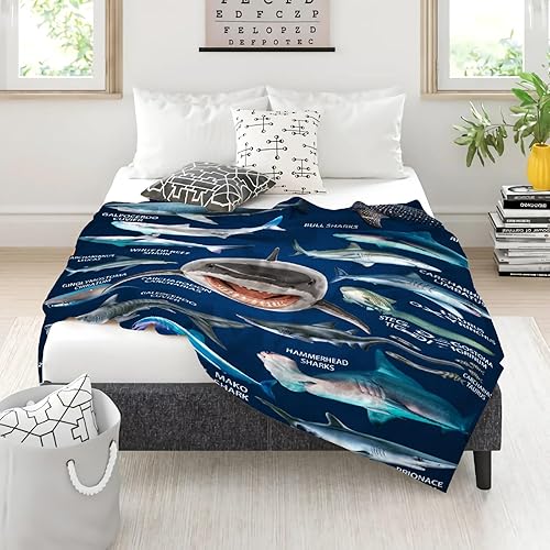 Miniatura 7 de Manta de tiburón, regalos para niños y niñas, regalos de tiburones para amantes de los tiburones, manta de tiburones para niños, decoración de