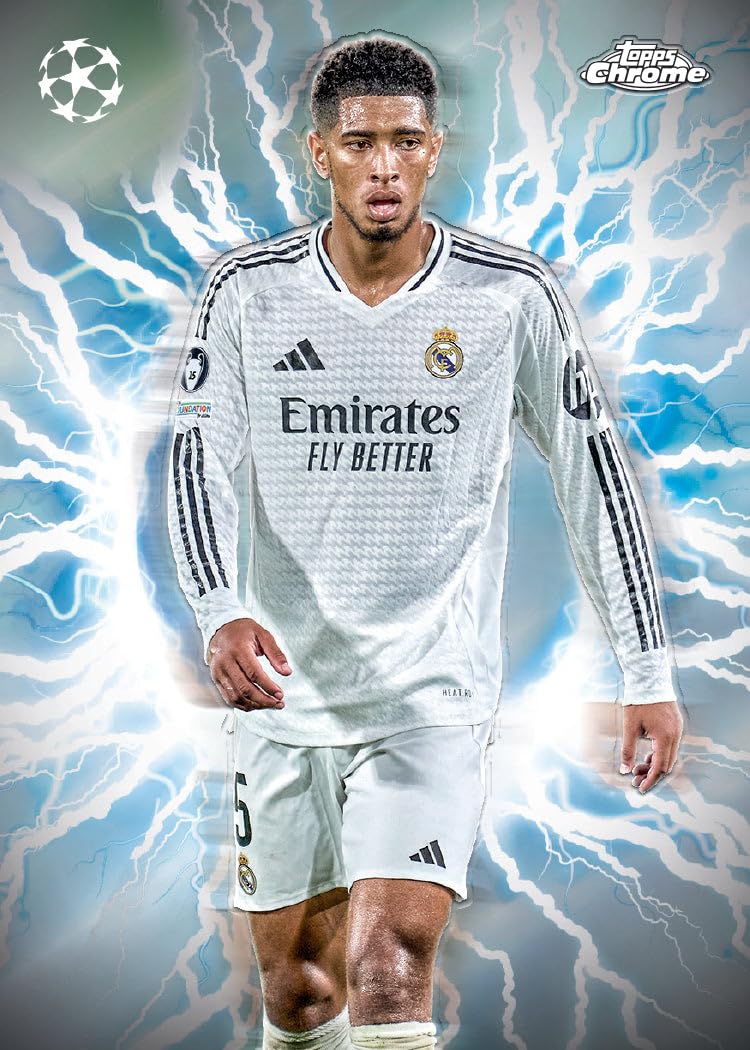 2024-25 Topps Chrome® UEFA Club Competitions - Value Box. 7 confezioni per scatola, 4 carte per confezione.