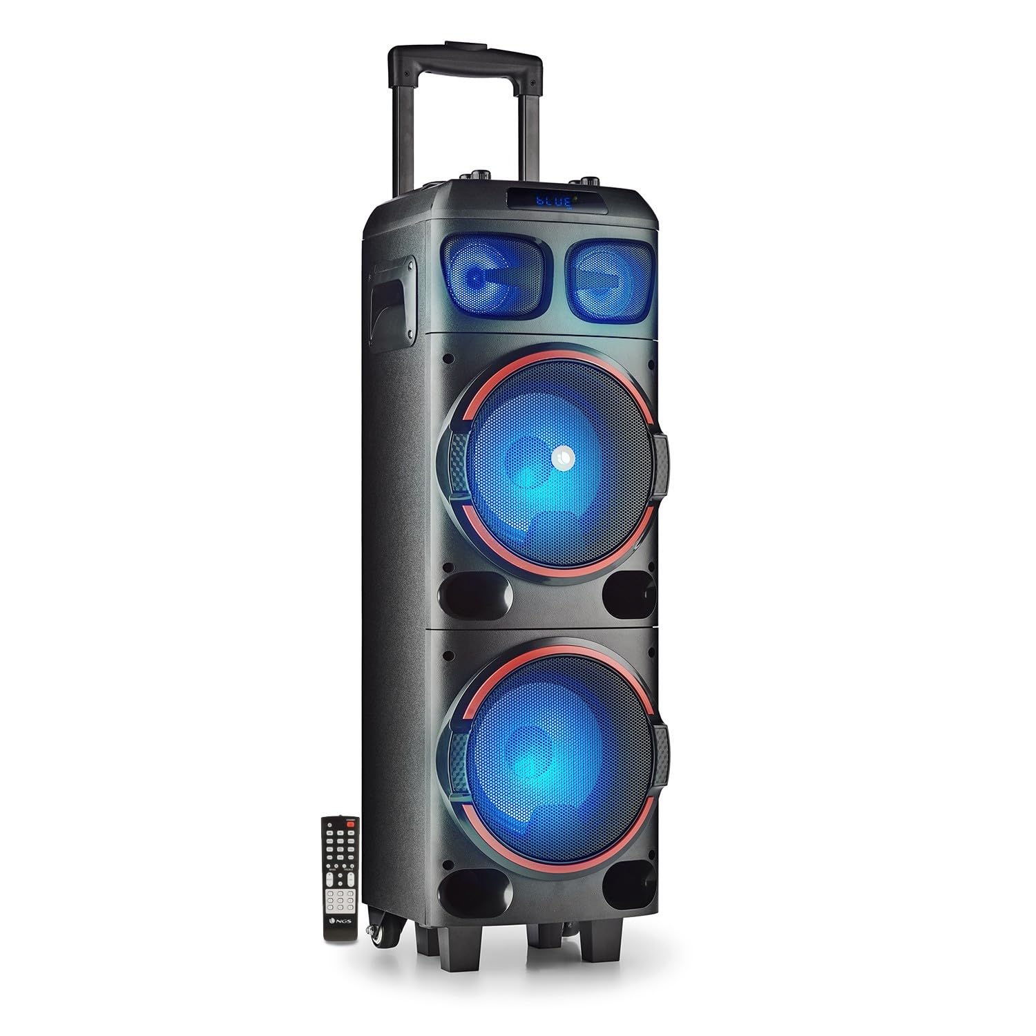 Haut-Parleur Portable Sono 300W NGS WILDDUB1 Stéréo Bluetooth et True Wireless, Double Sub 8" (Micro SD/USB/AUX in/),