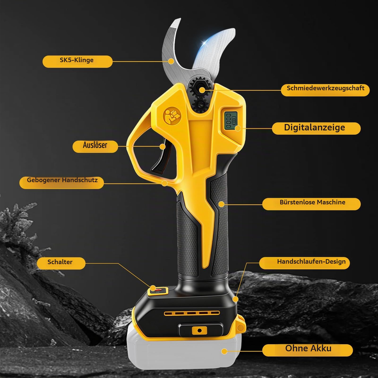 WingFly Akku Astschere, Elektrisch Gartenschere für Dewalt 18V,20v