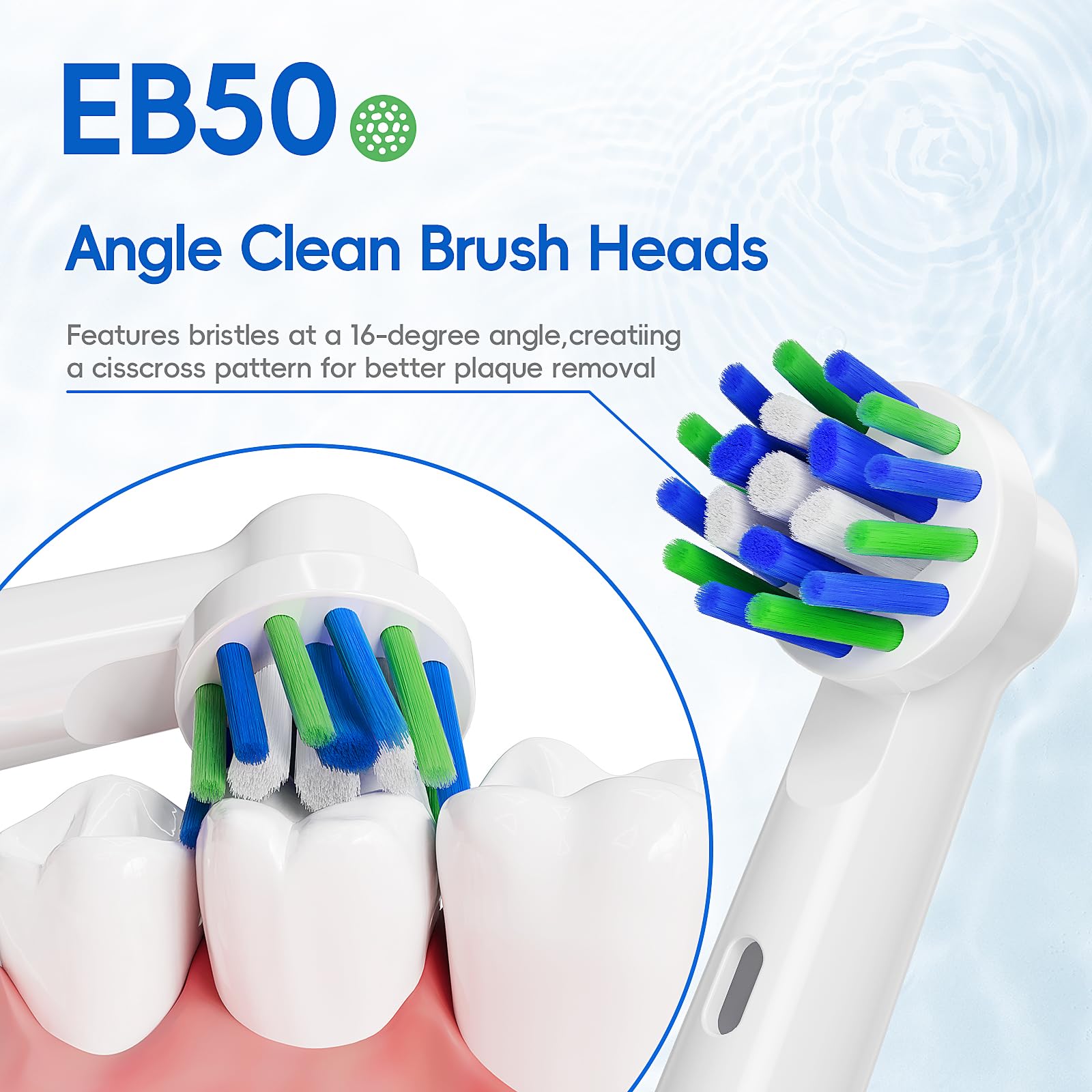 Cabezales de repuesto para cepillo de dientes compatibles con Oral B, paquete de 8 cabezales de cepillo de dientes eléctrico con cerdas medianas, ángulo de 16 grados para una limpieza profunda,