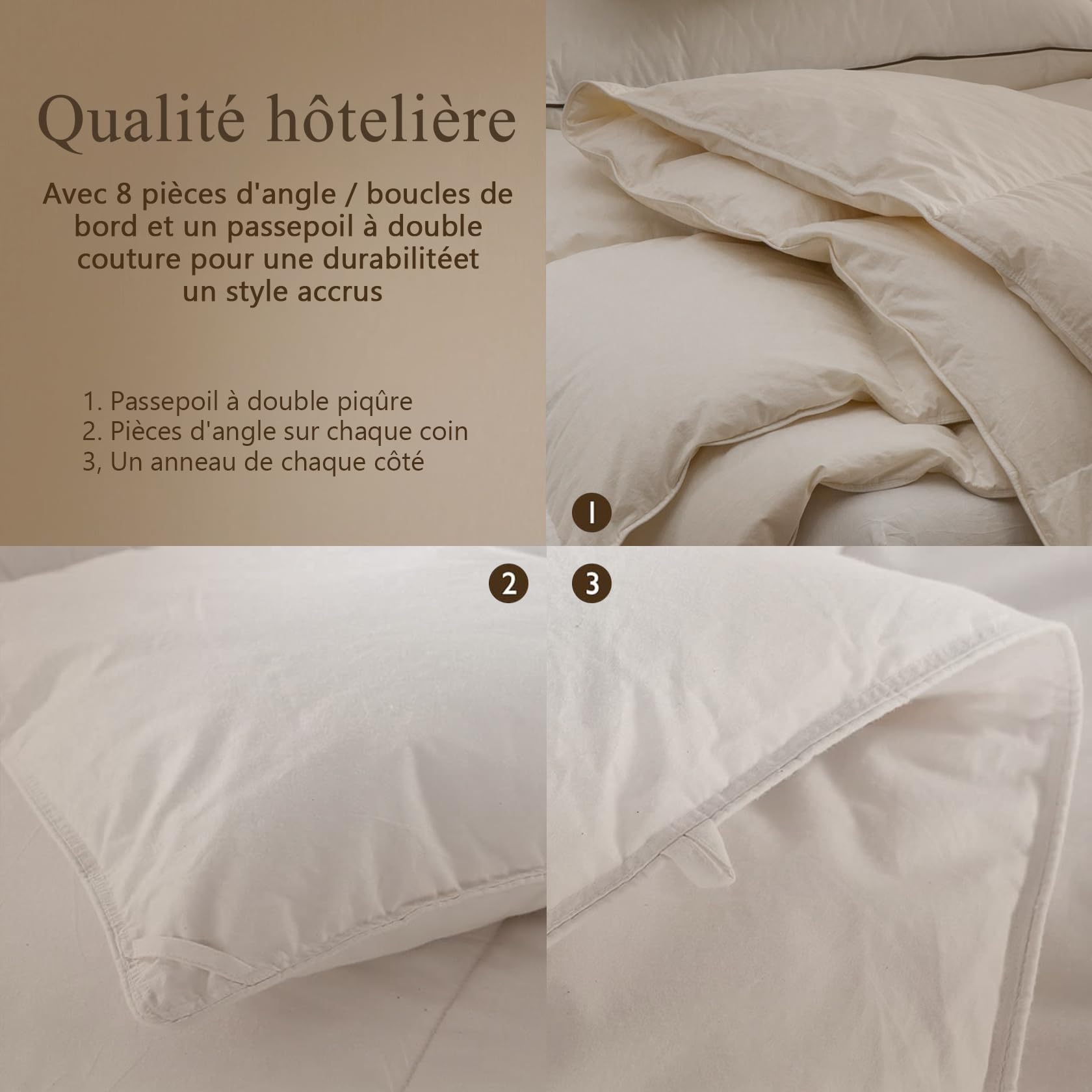 BPC Couette en Plumes d'oie et Duvet 200x200 | Couettes pour Hotel de Luxe Naturelle Été | 100% Coton Biologique | Certifiée Oeko-Tex et RDS,2 Personnes