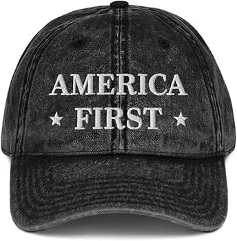 America First Cotton Dad Cap - Made In USA Patriotic Baseball Cap