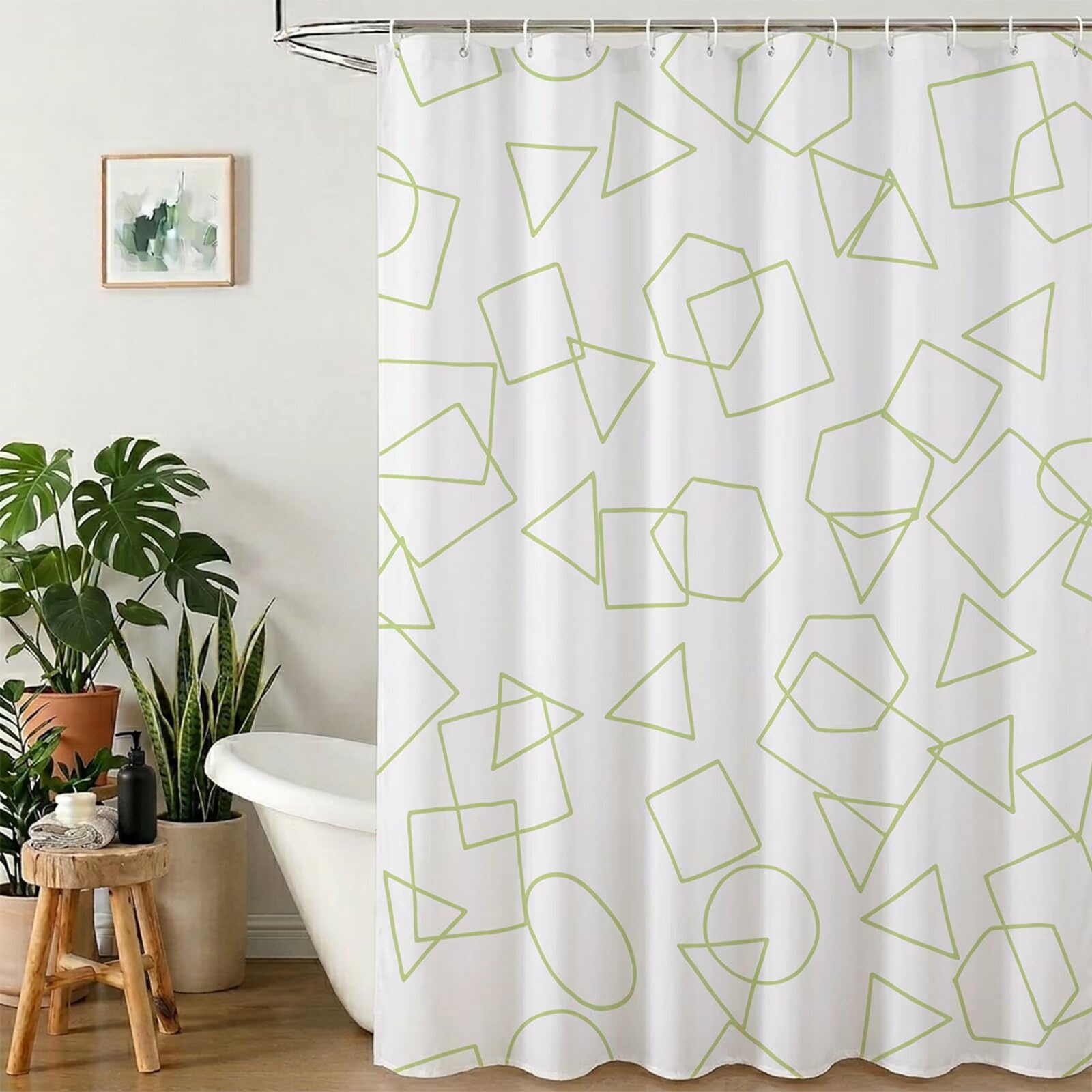 Rideau de douche 180x240 cm en tissu imperméable avec 12 anneaux Y1#465