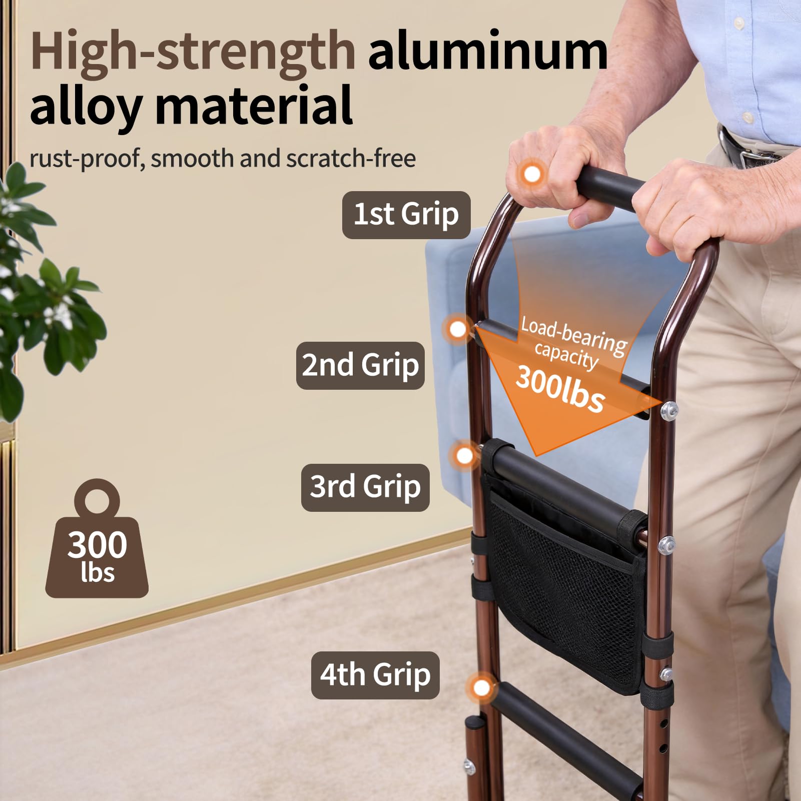 SPECILITE Cama para personas mayores, altura ajustable, ayuda para levantarse de sofá con asa antideslizante y bolsa para personas mayores, embarazadas y discapacitados