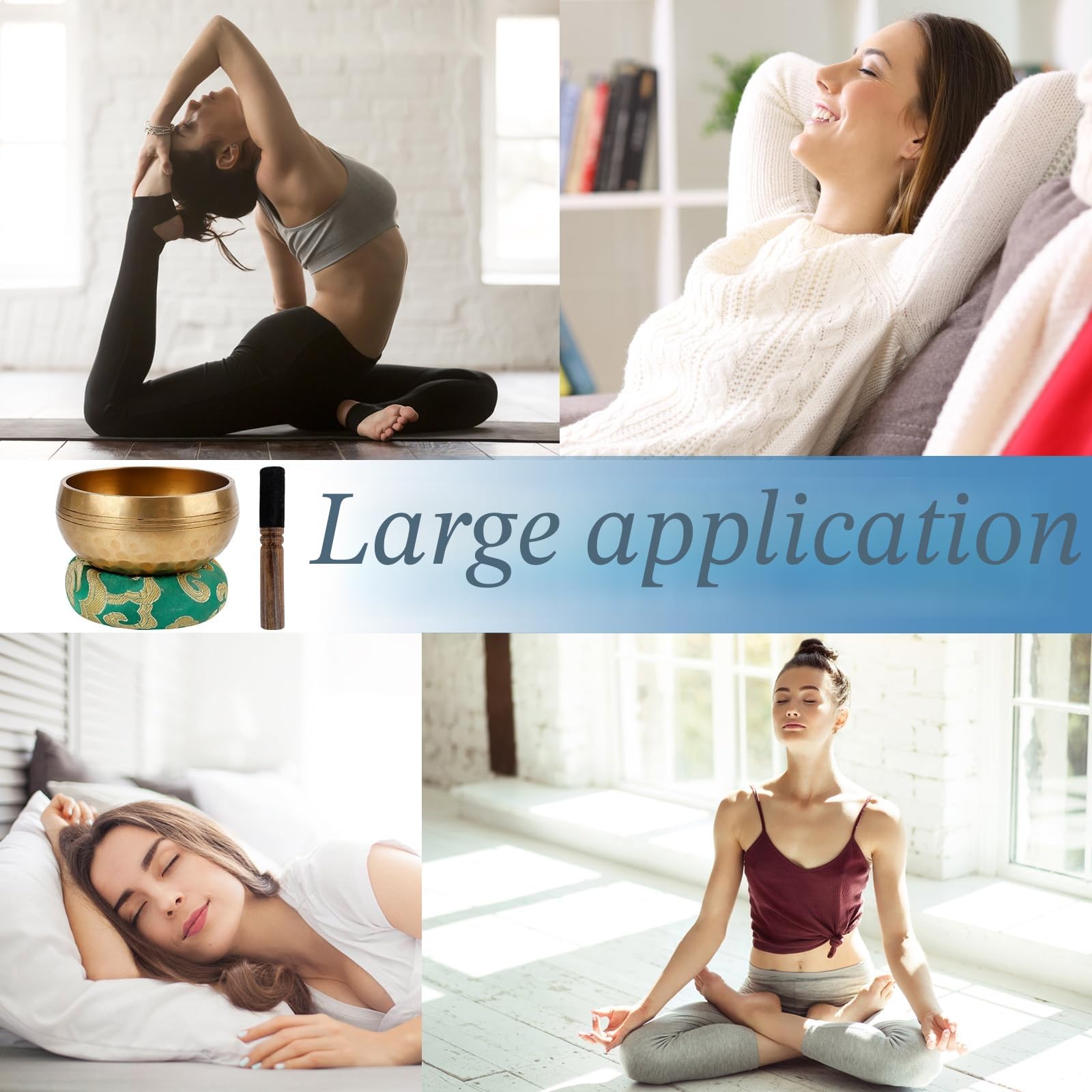 Bol Chantant,7.9cm Bol de Méditation Yoga avec Maillet en Bois/Coussin de Soie/7 Pierres de Chakra/Porte-encens/Sac, Bol de Méditation pour Méditation/Yoga/Relaxation Mentale, Bols Chantants Tibétains