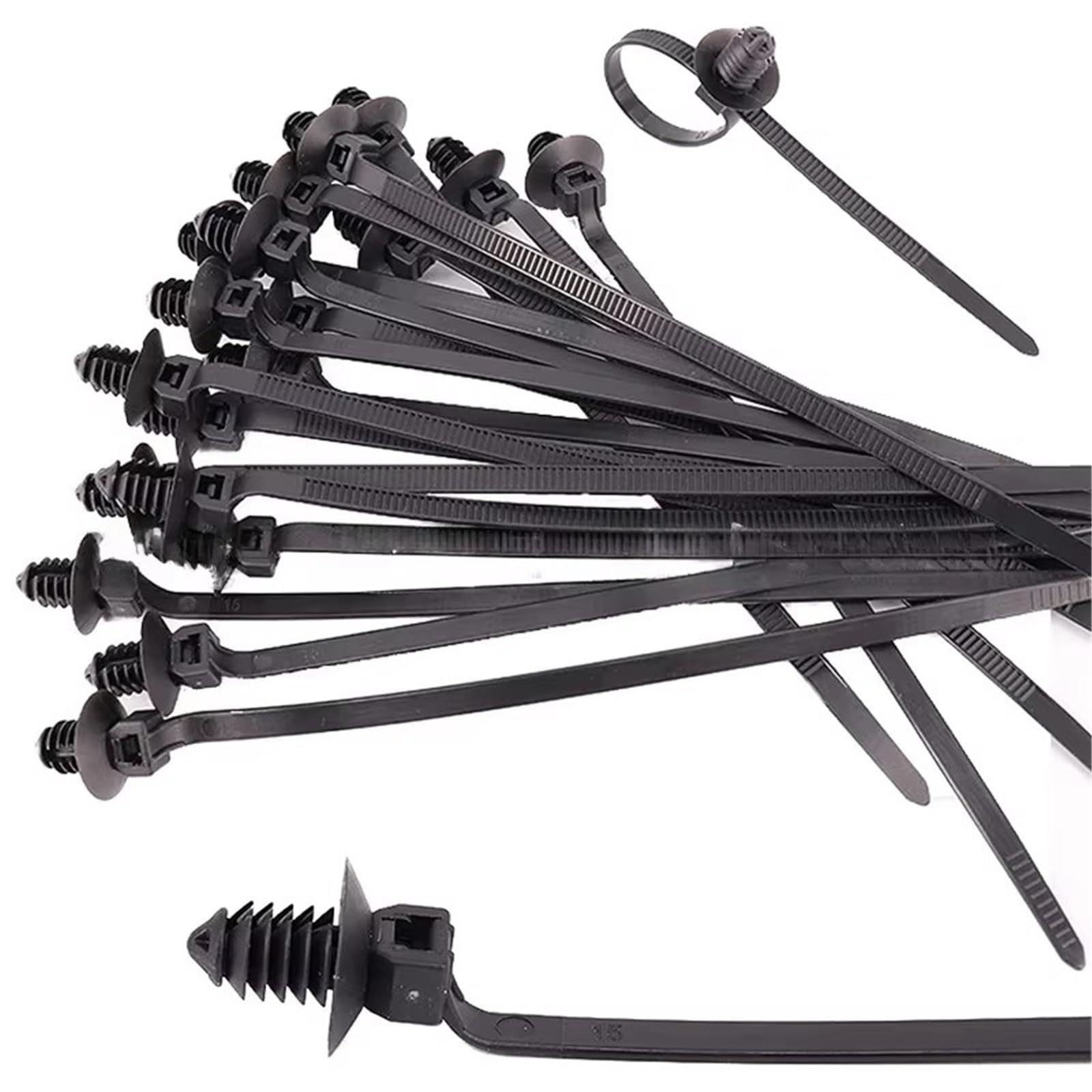 Gjgfjghk 30Pcs Zip Ties Push Mount Cable Ties Clip Self Locking Zip Tie For Car Automotive Wire Harness Nylon Straps Wire Cable Management Fastener Long Cable Ties(30Pcs)