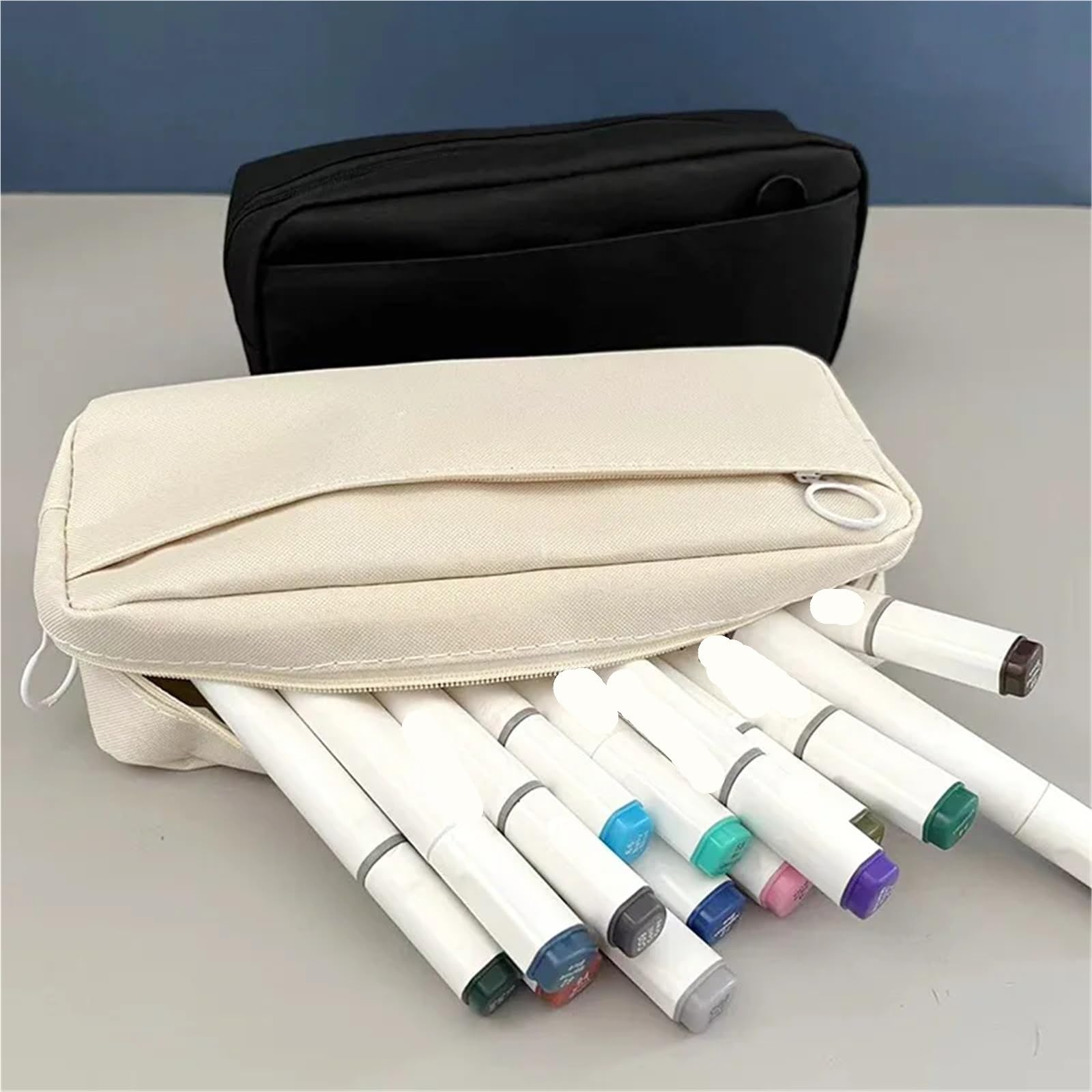 Estuche Estuche for lápices de Gran Capacidad, Estuche de bolígrafo Bonito, Material Escolar Grande, papelería, Bolsas for lápices, 2 uds.(Black)