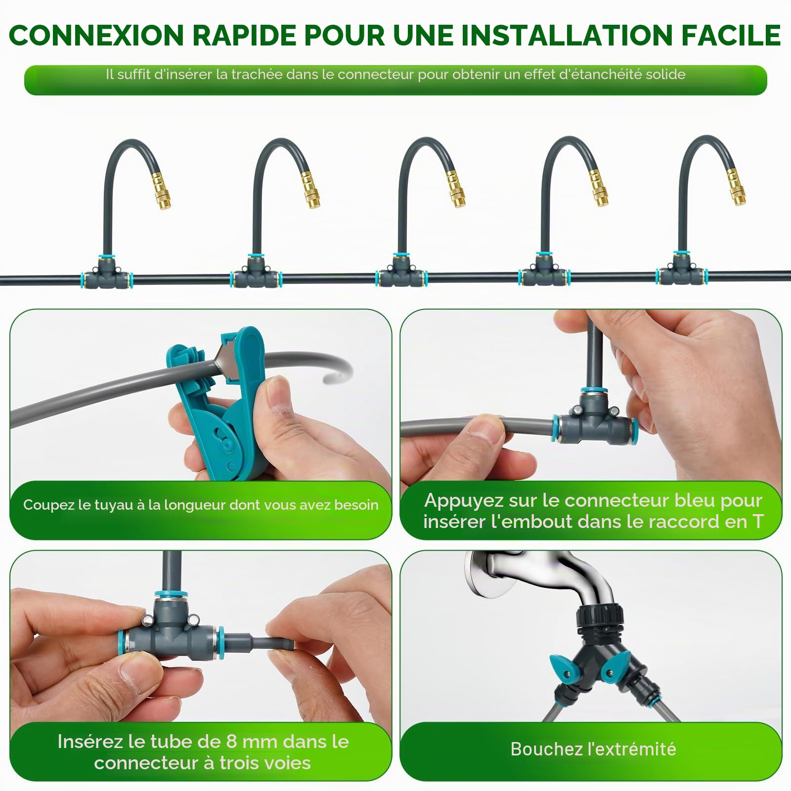 30m Système D'irrigation Jardin, Système d'irrigation automatique de jardin à 360°, Convient Aux Plantes De Jardin, Aux Jardins, Aux Plantes En Pot Et Aux Pelouses