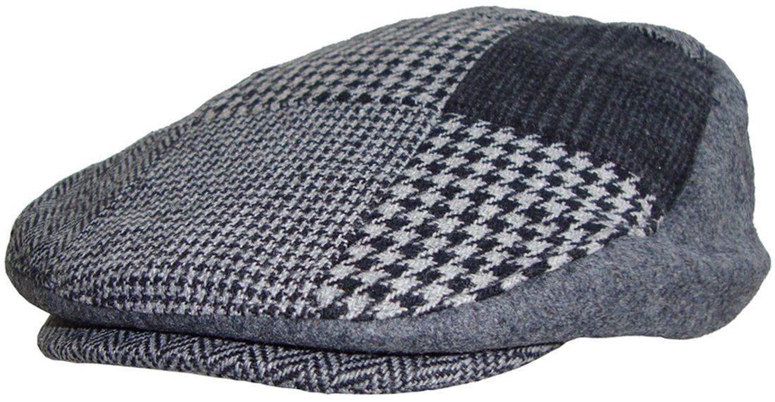 Men's Grey Patchwork Tweed Country Flat Cap (57Cm, )