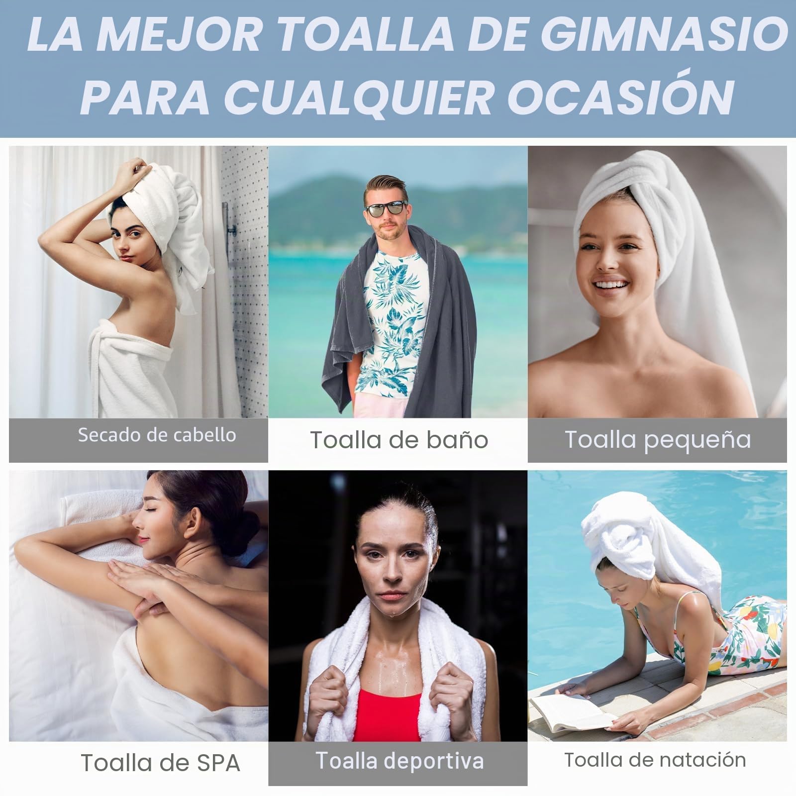 SEISSO Toalla de Baño(90x180 cm), Toallas Extra Grandes Altamente Absorbentes, 100% Algodón, Extra Suaves, Absorbentes y Resistentes Blanco