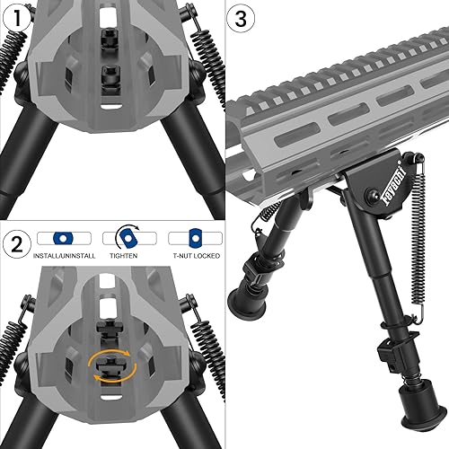 Miniatura 5 de Feyachi B13 Tactical M Lock Bipod de 6-9 pulgadas Bípode de rifle ligero que se fija directamente al sistema de bloqueo M para caza y tiro