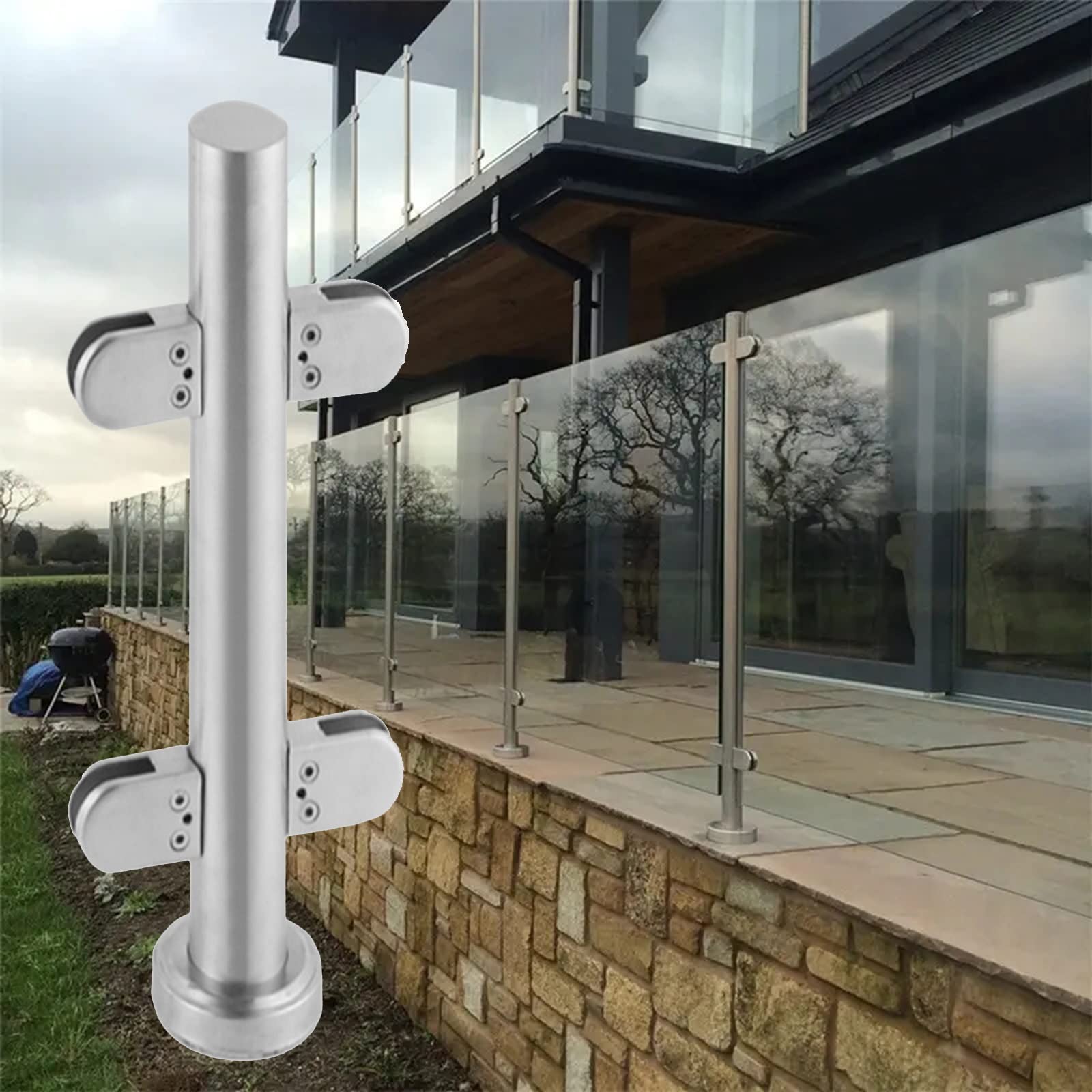 Soporte de poste de barandilla de vidrio para exteriores – Picos de esquina/extremo/medio para patio, cubierta, balcón, escaleras - Herrajes duraderos para valla