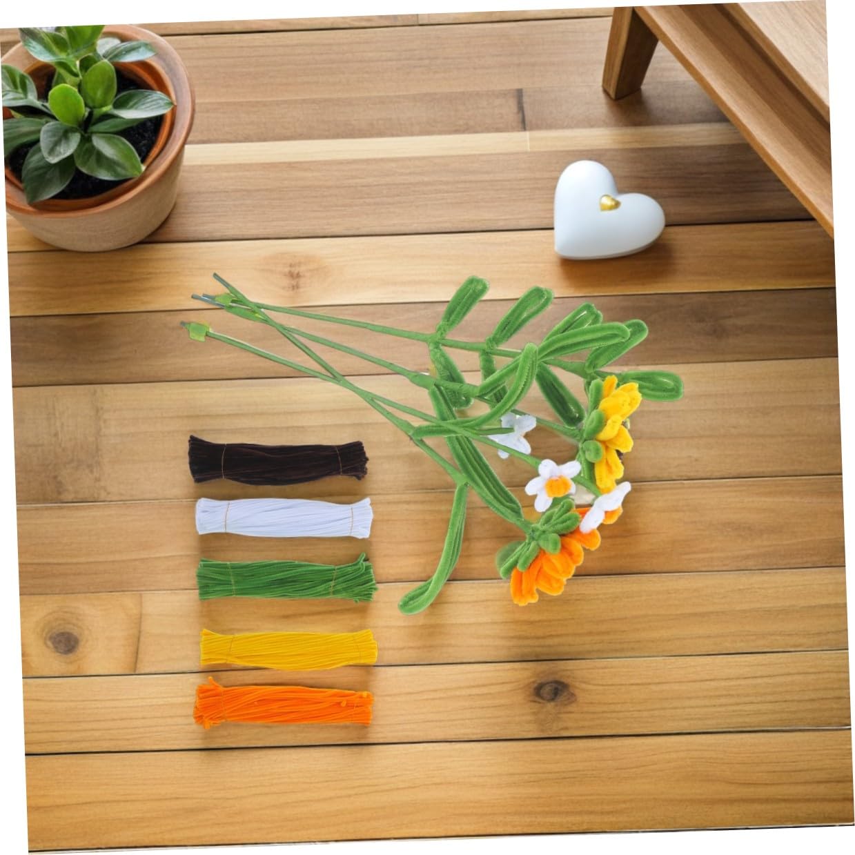 Set di Scovolini Floreali Gialli 1 Scatola per Lavoretti Artigianali | Filo Modellabile e Ciniglia, per Lezioni Creative e Attività di Gruppo, Formato Portatile