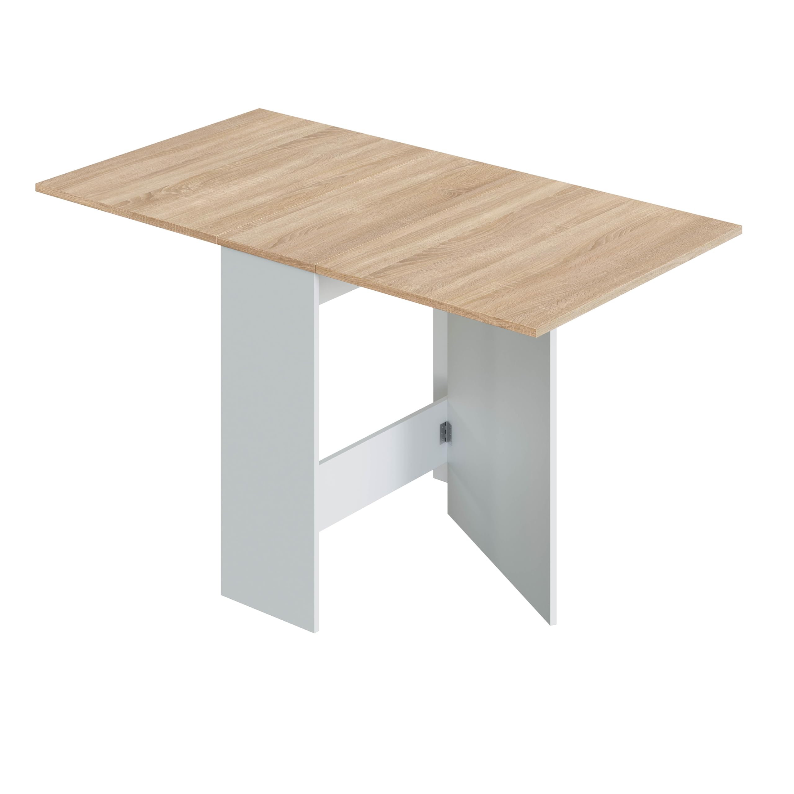 Homey Abatibles, Auxiliar con Alas, Mesa Cocina, Acabado en Color Blanco Artic y Roble, Modelo Wings, Melamina, 77 cm (Largo) x 31-140 cm (Ancho) x 79 cm (Alto)