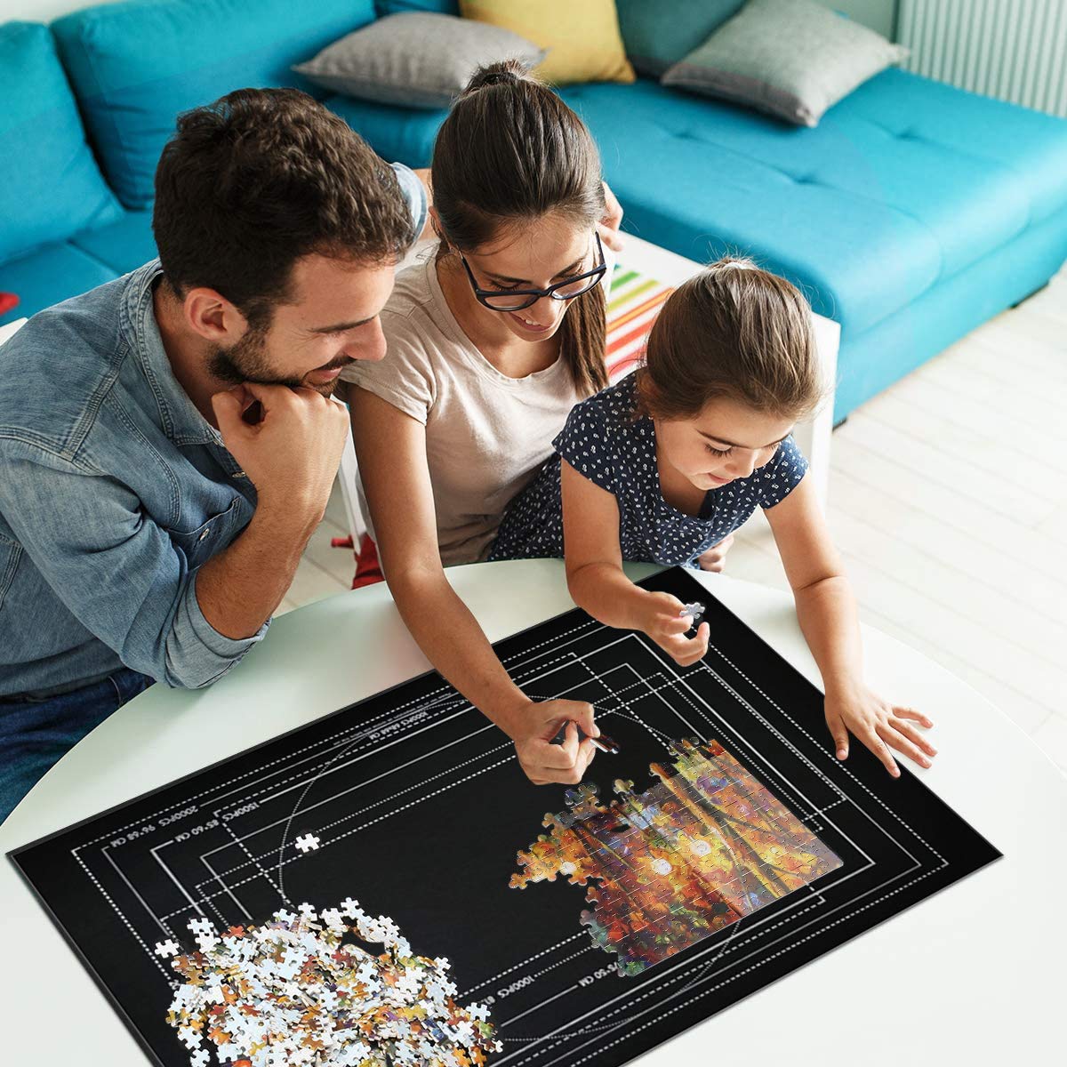 Tapete Puzzle 2000 Piezas,Tapiz Puzzle Enrollable,80 * 120CM para 1000 1500 2000 Piezas,con 4 Clasificadores