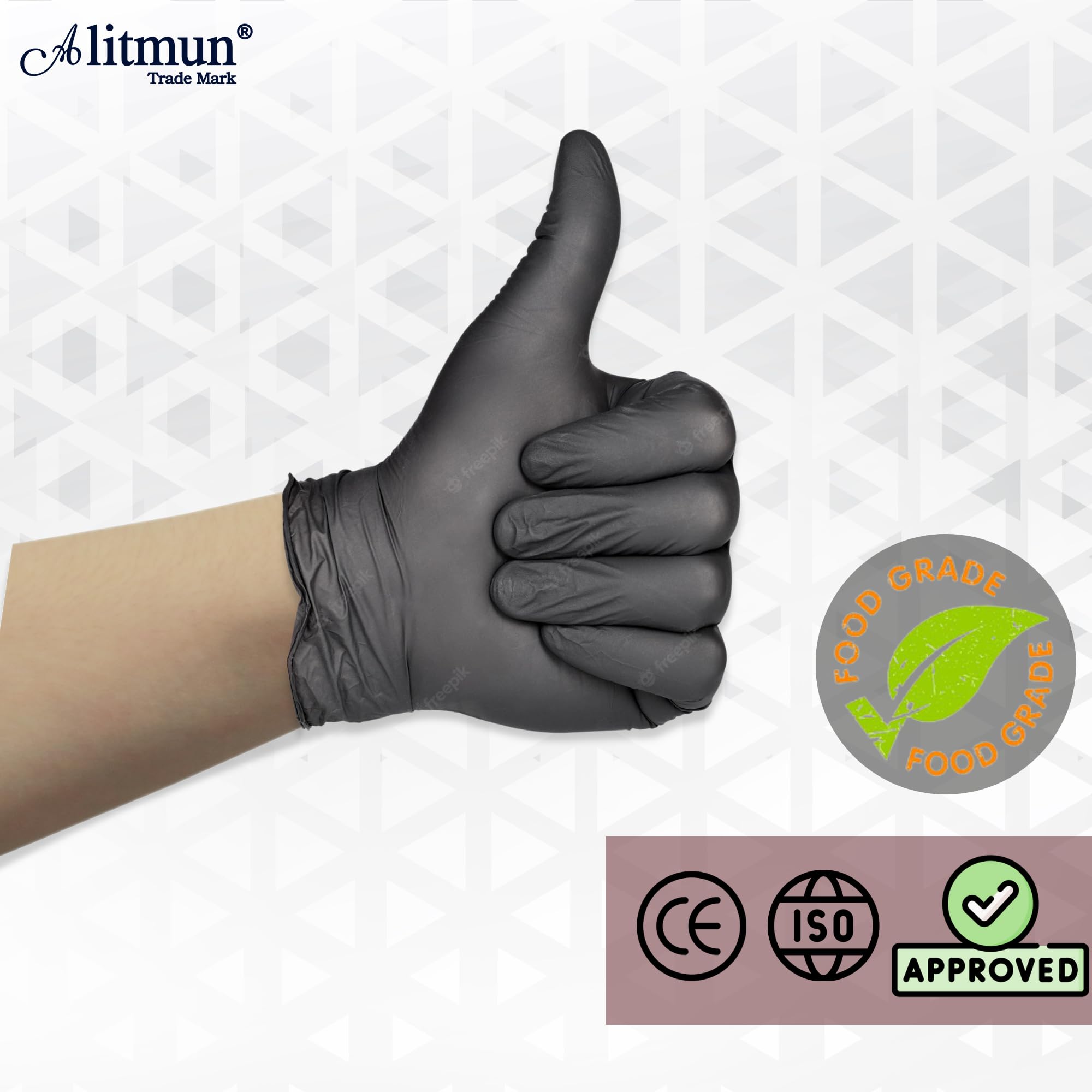 Alitmun Black Nitrile Gloves Disposable Powder Free Examination
