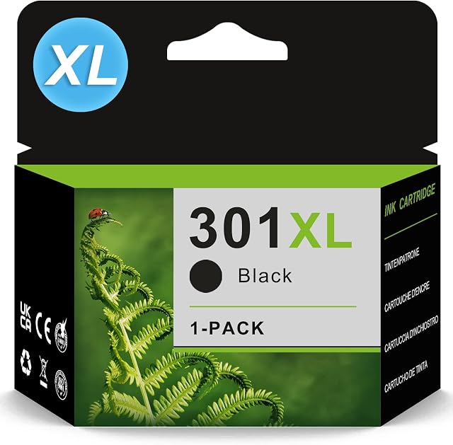 301XL Ink Cartridges Black High Yield, 301 Ink Cartridges Remanufactured for HP 301 XL Single Pack for HP Envy 4500 5530 5532 4502 DeskJet 1000 1010 2540 2050 1050 3050 OfficeJet 2620 4630 Printer