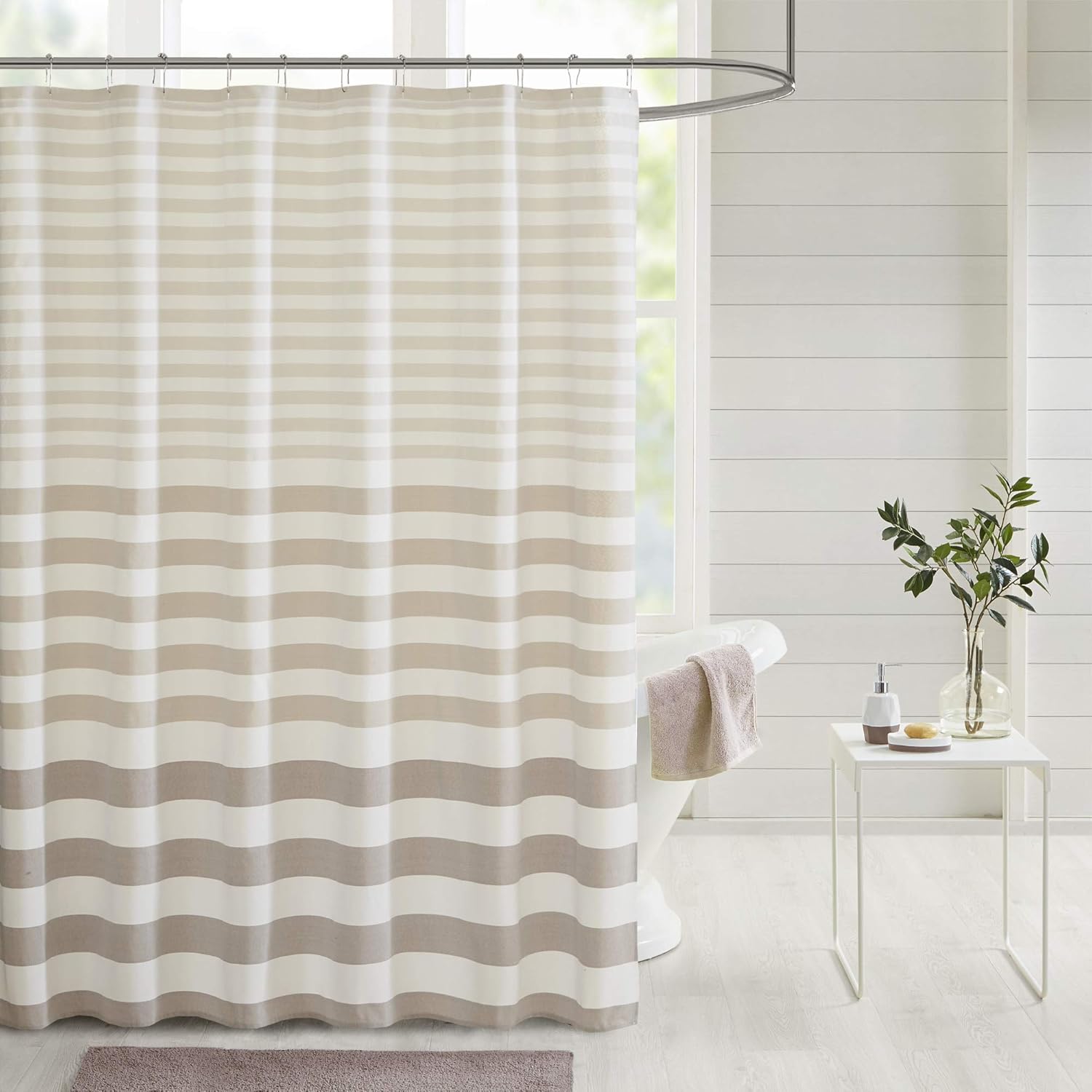 Madison Park Aviana Shower Curtain, Yarn Dyed Woven Stipe