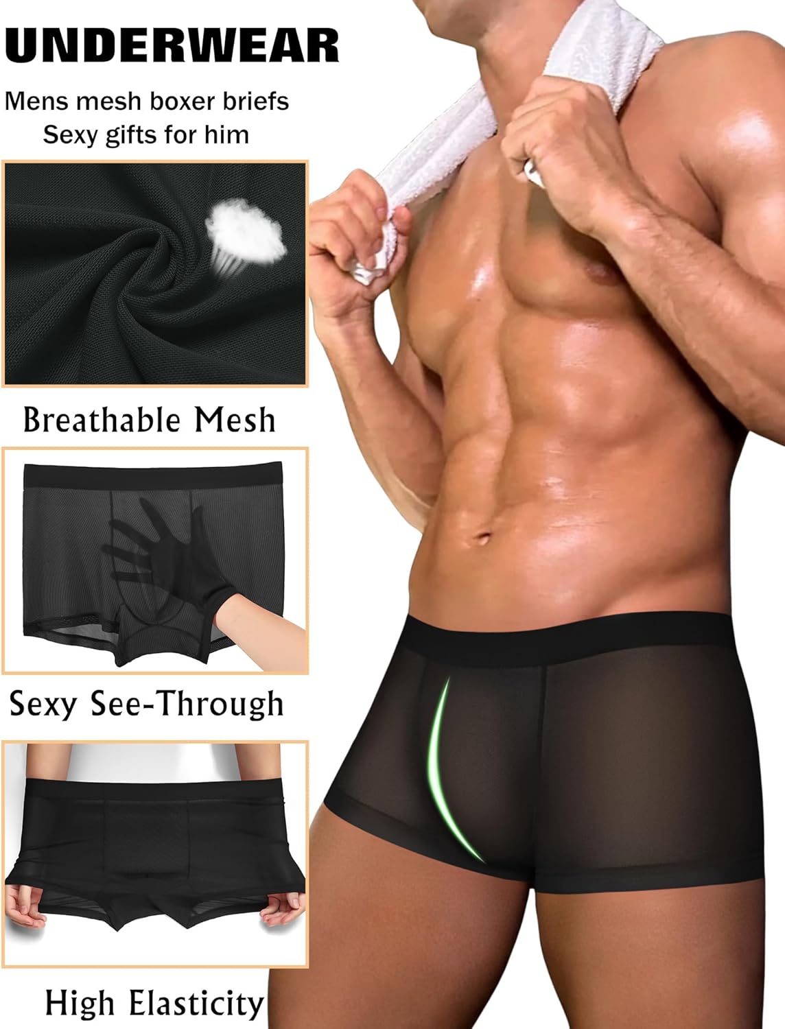 Avidlove Mens Underwear Trunk Breathable Mesh Boxer Briefs Sexy Lingerie Boxer Shorts for Men - Image 4