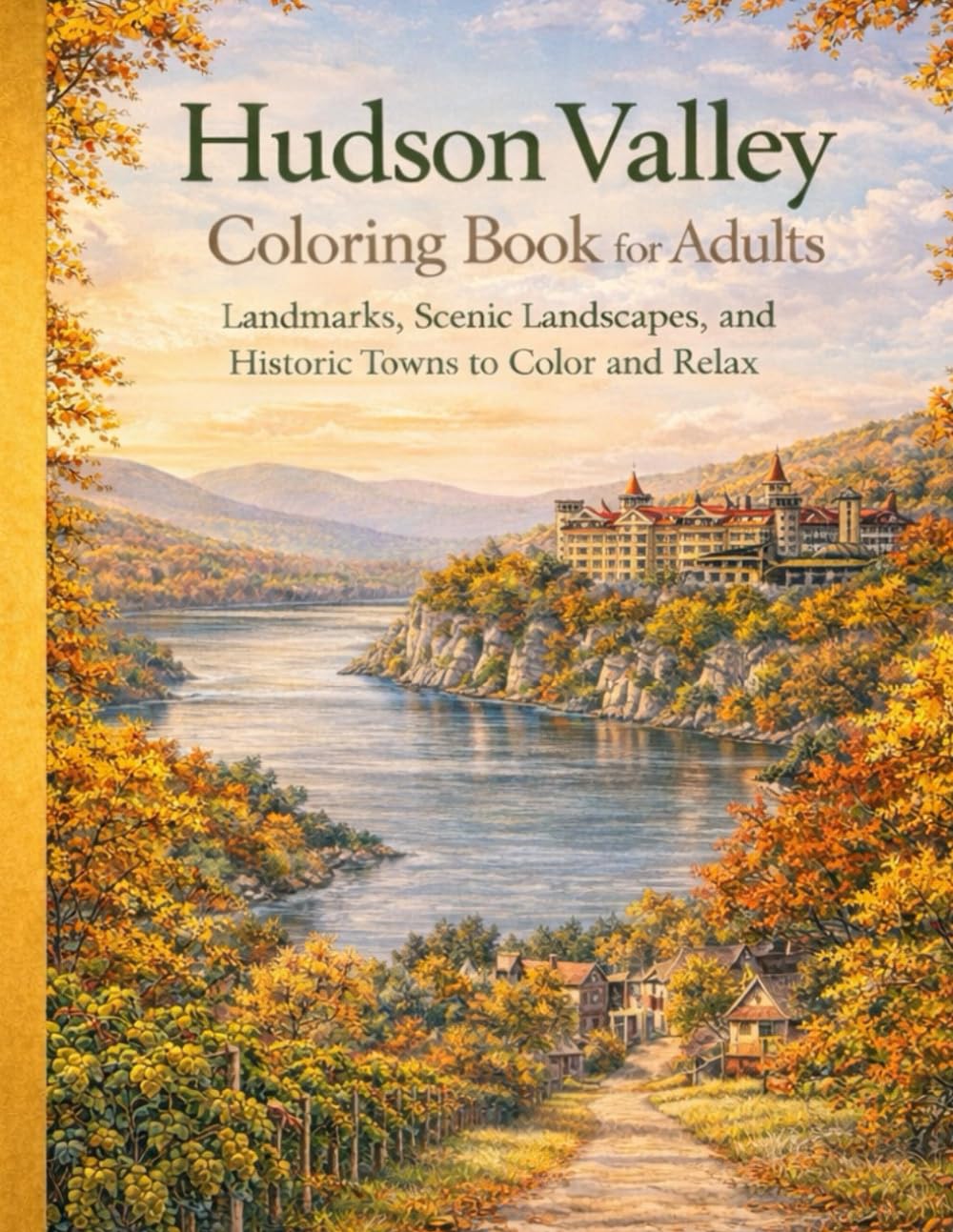 HUDSON VALLEY COLORING BOOK FOR ADULTS: Landmarks, Scenic Landscapes, and Historic Towns to Color and Relax