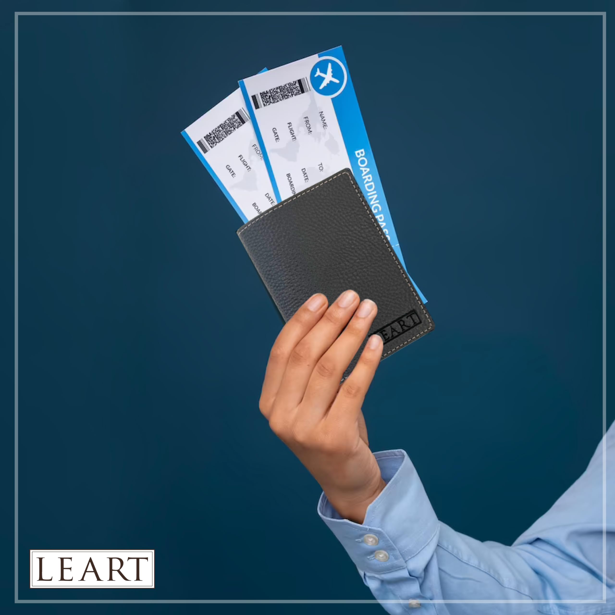 LEART Leather Passport Cover – Passport Holder | Passport Wallet for Men | Passport Case | Passport Cover Holder | Travel Accessories | Travel Gifts (Black)