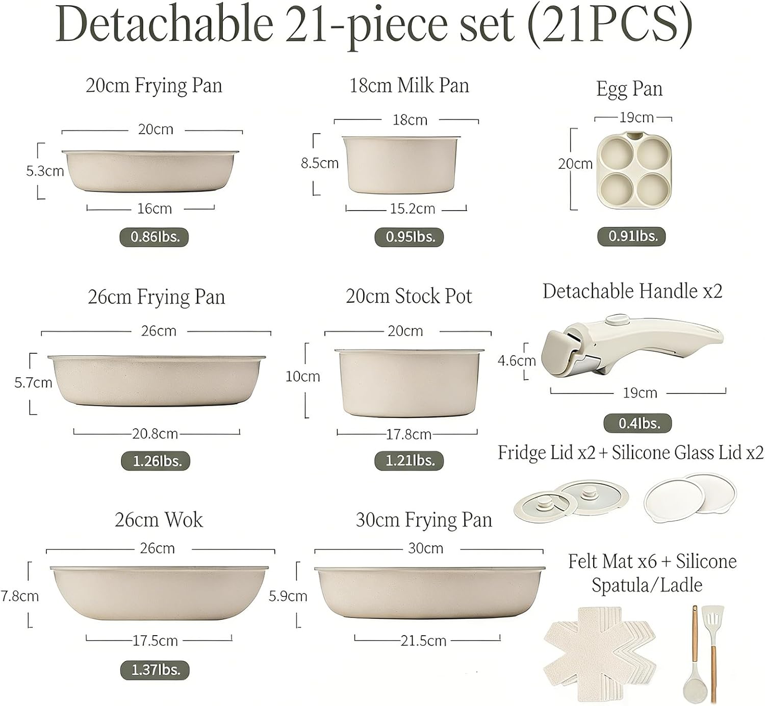 Ceramic Cookware Set, Pots and Pans Set Non stick, 21-Piece Induction Cookware, Non toxic Healthy Non Stick Kitchen Cooking Set, with Frying Pans Set, PFAS PTFE PFOA PFOS Free