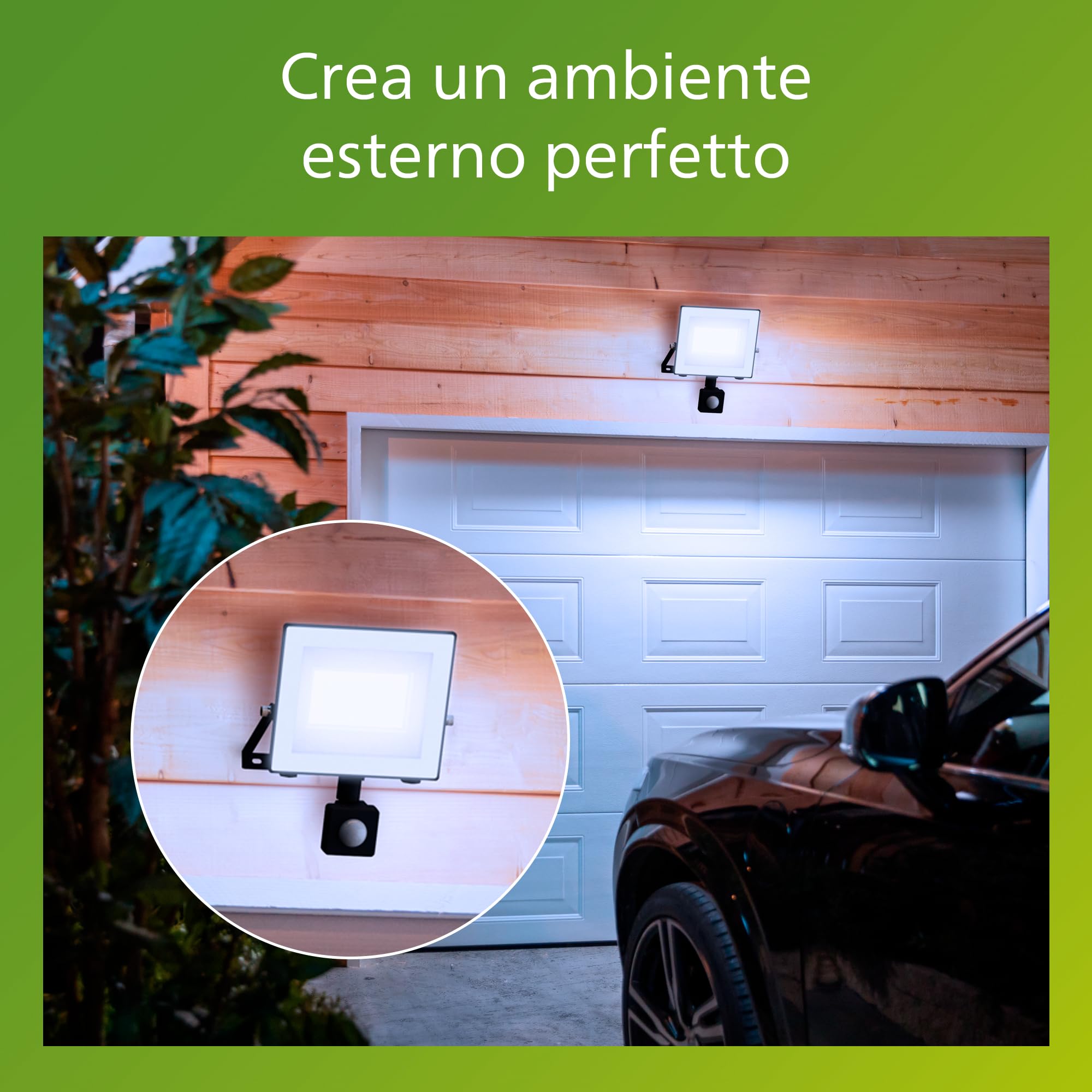 PHILIPS Lois UltraEfficient, Faretto da esterni con sensore, Antracite | 14 W, 5000 K, Durata fino a 50000 h, Rivestimento PowerShield, Resistente all'acqua e alle intemperie, Luce potente