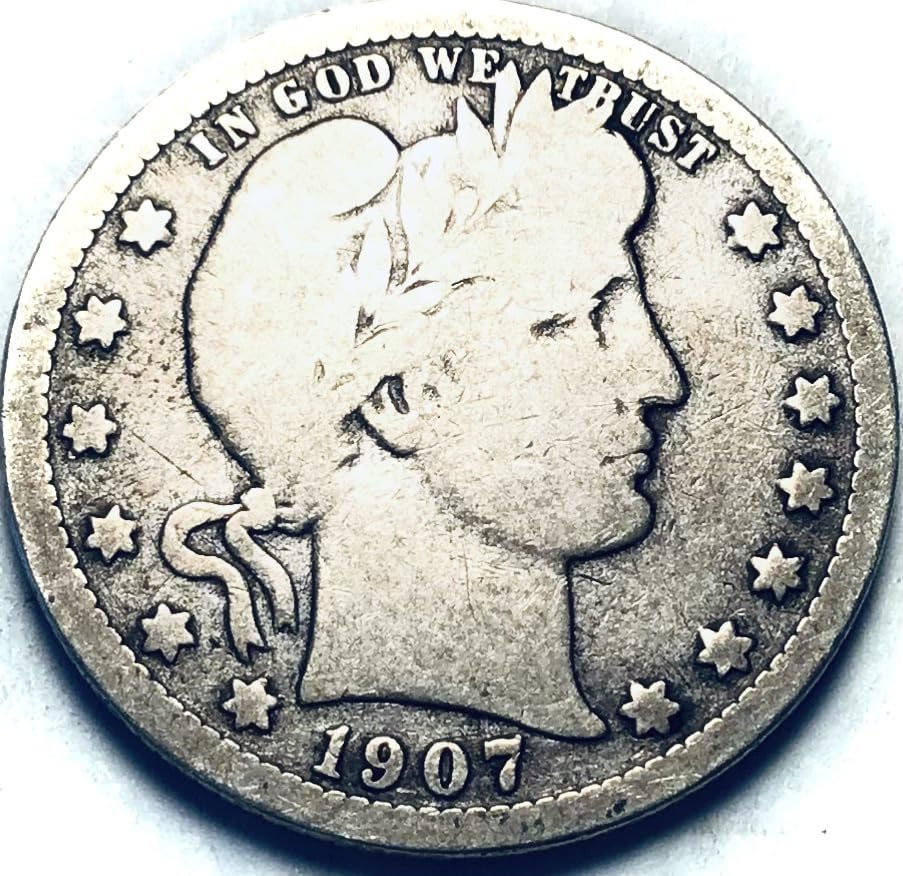 1907 S Liberty Head Barber Silver Quarter Seller Very Good