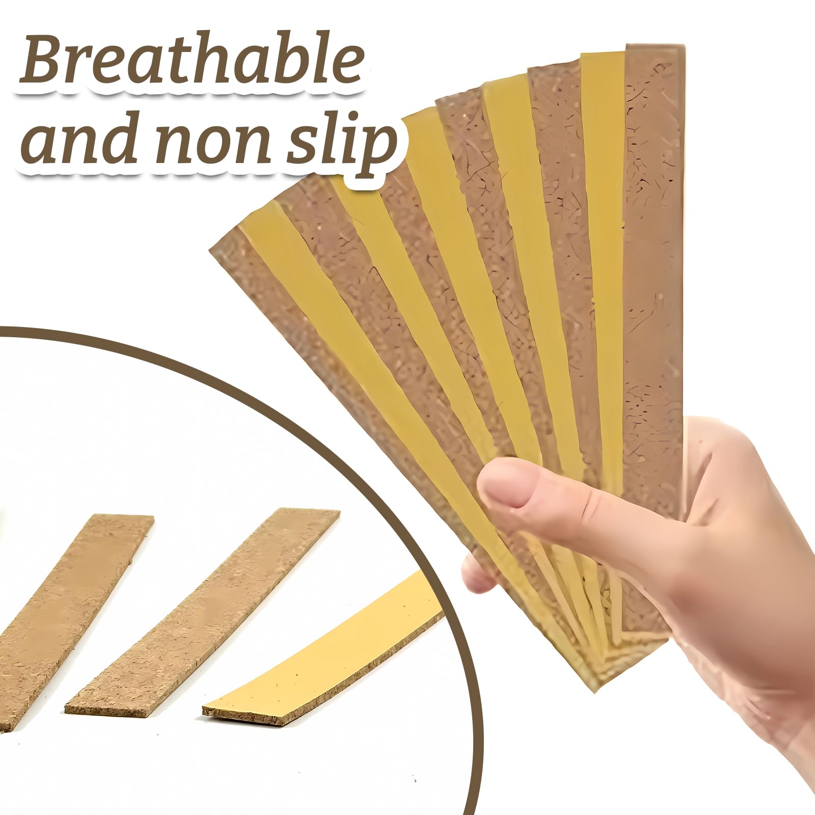 Banda Cappello Autoadesiva 200x20x2mm Sughero Naturale Riduzione Taglia Stabilizzazione 10 Pezzi