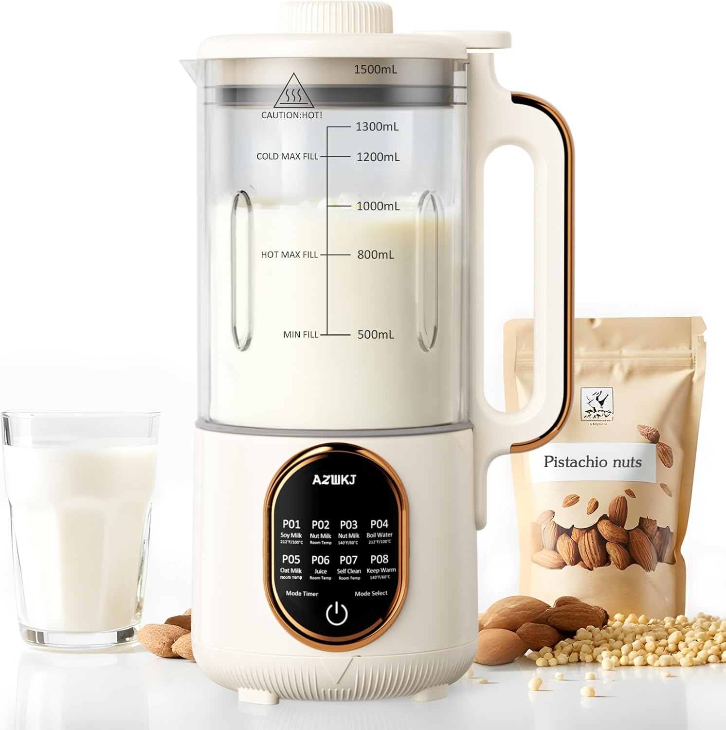 ???????? 44oz Automatic Nut Milk Maker, 8 in 1 Homemade Soy Milk Maker,Almond Milk, Oat Milk, Coconut Milk & More and Nut Milk Machine with Delay Start/Self-Cleaning with Electronic Cookbook