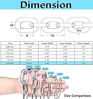 Vista 2 de Cadena de acero inoxidable, cadena de eslabones de metal de 13 pies, pequeña cadena ligera de 5/64 pulgadas, cadena de gato para el hogar, al aire