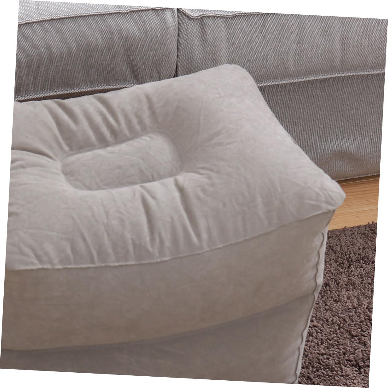 Uonlytech Poggiapiedi Gonfiabile per Viaggio Cuscino Poggiapiedi in Pvc Tessuto Floccato Regolabile in Tre Altezze per Aerei Auto Treni Ufficio Casa Facilita Relax Piedi Gambe Migliora
