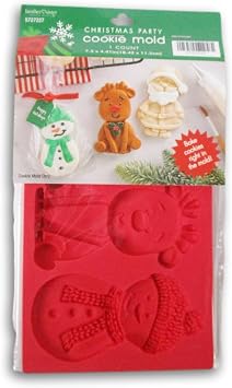 Christmas Party Cookie Candy Mold - Santa, Reindeer, Snowman - 7.5 x 4.41 Inches