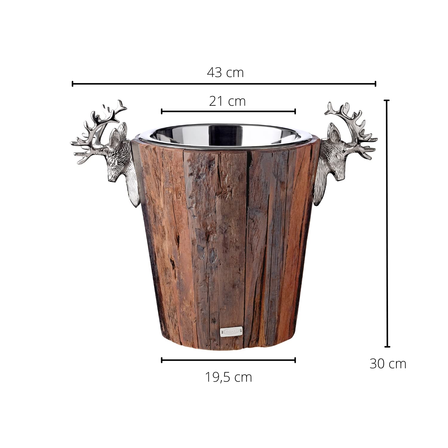 EDZARD Weinkühler Milwaukee Höhe 29 cm, Massiv-Holz mit Edelstahleinsatz