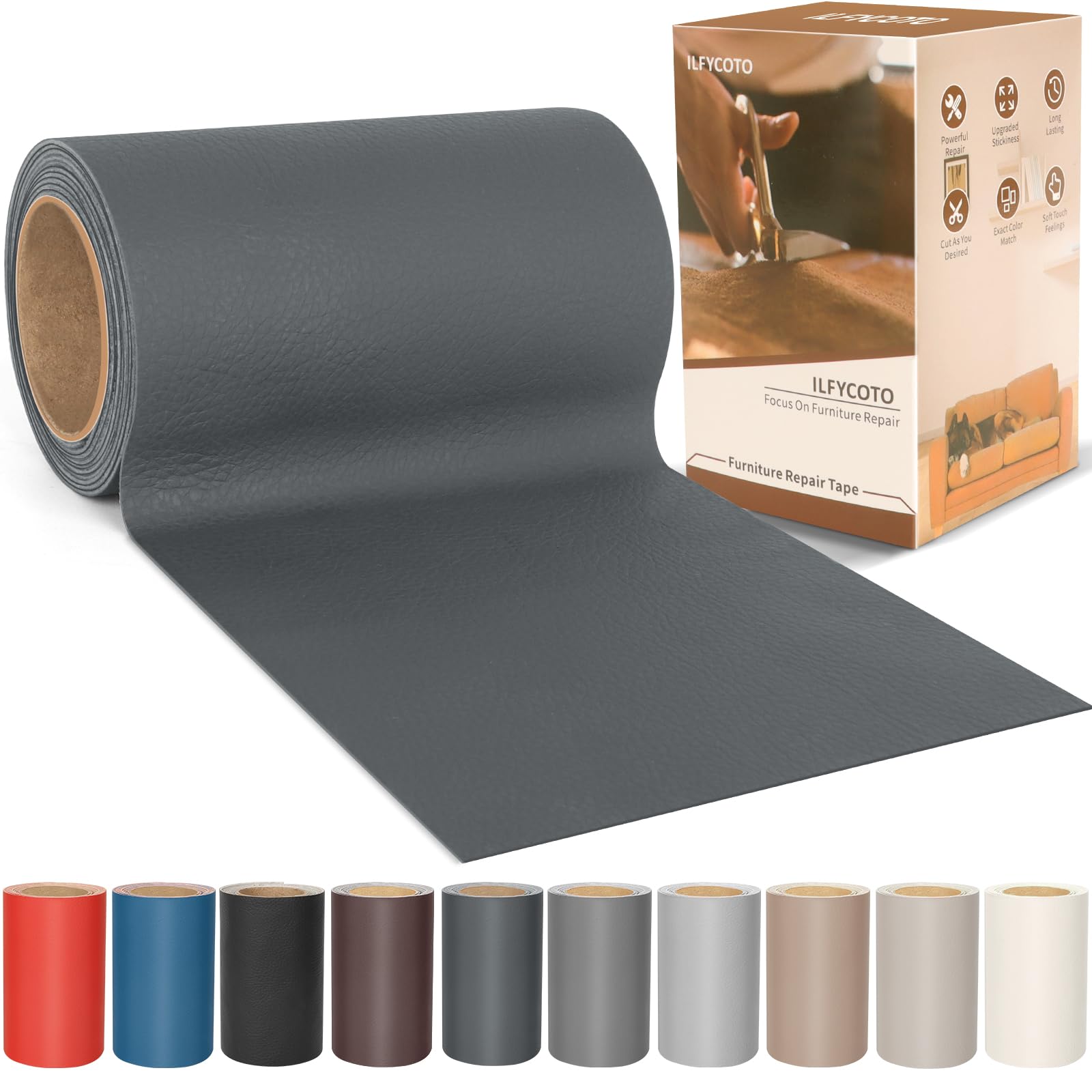 ILFYCOTO Vinyl Repair Kit, Leather Repair Kit 4 x 70 inches Leather Repair Patch for Furniture, Leather Couch Patch for Sofas, Furniture, Car Seats,