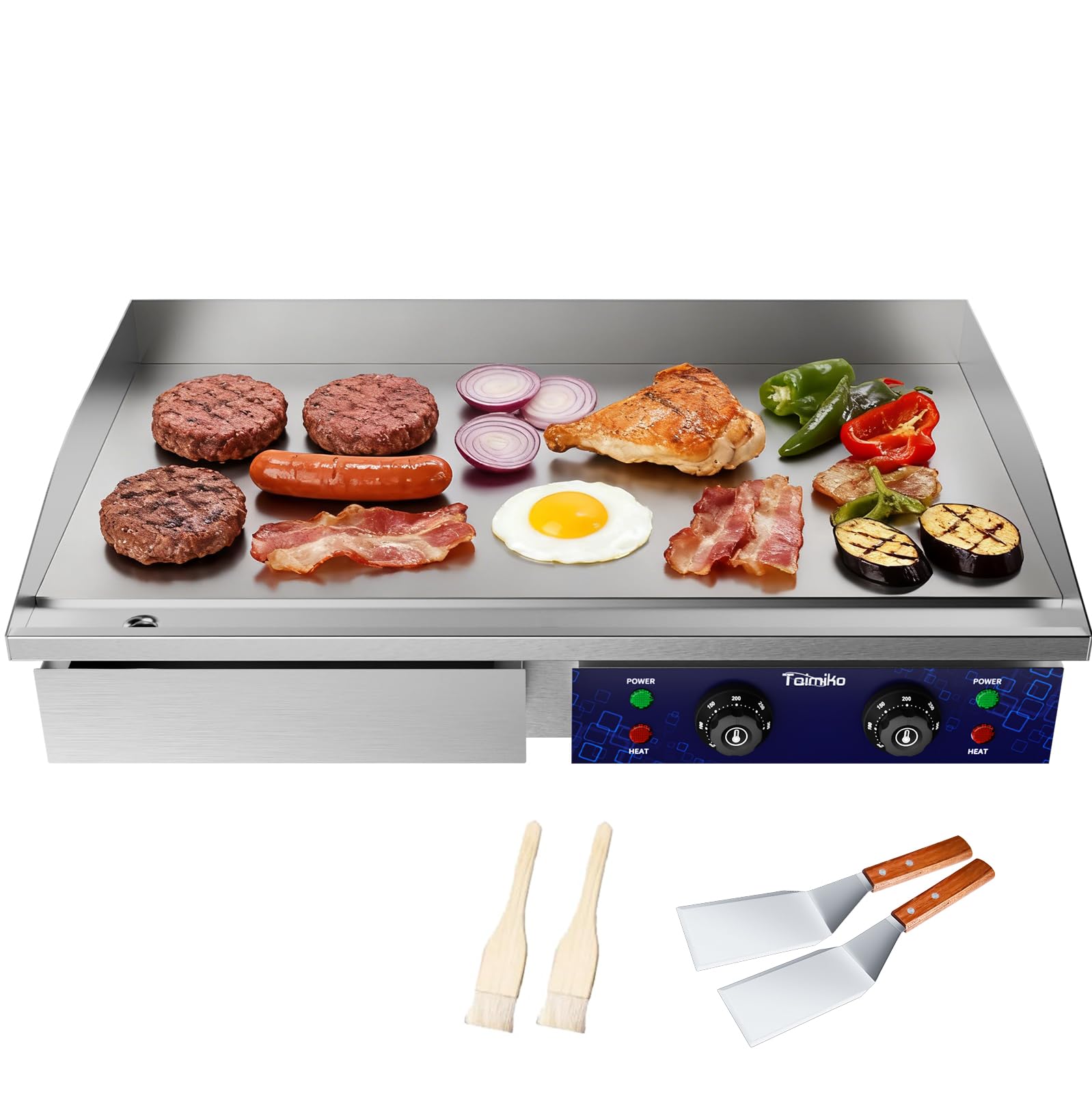 TAIMIKO Plaque de cuisson électrique 4400 W pour extérieur, 73 cm, en acier inoxydable, moule électrique professionnel pour barbecue, restaurant, snack, bar