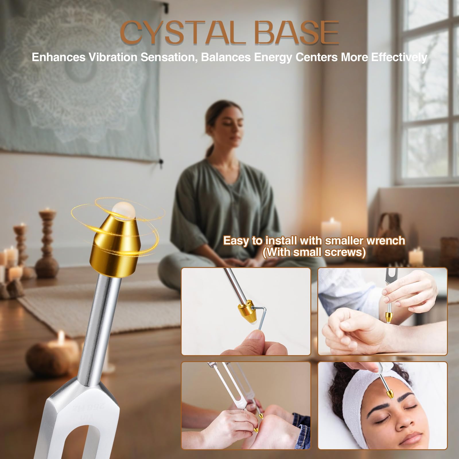 Sound Healing Tuning Fork Set - Tuning Forks for Chakra Alignment & Stress Relief – Otto 128Hz, Earth Om 136Hz, Yin 256Hz, Yang 384Hz, Activator & Pouch – Ideal for Meditation & Home Therapy